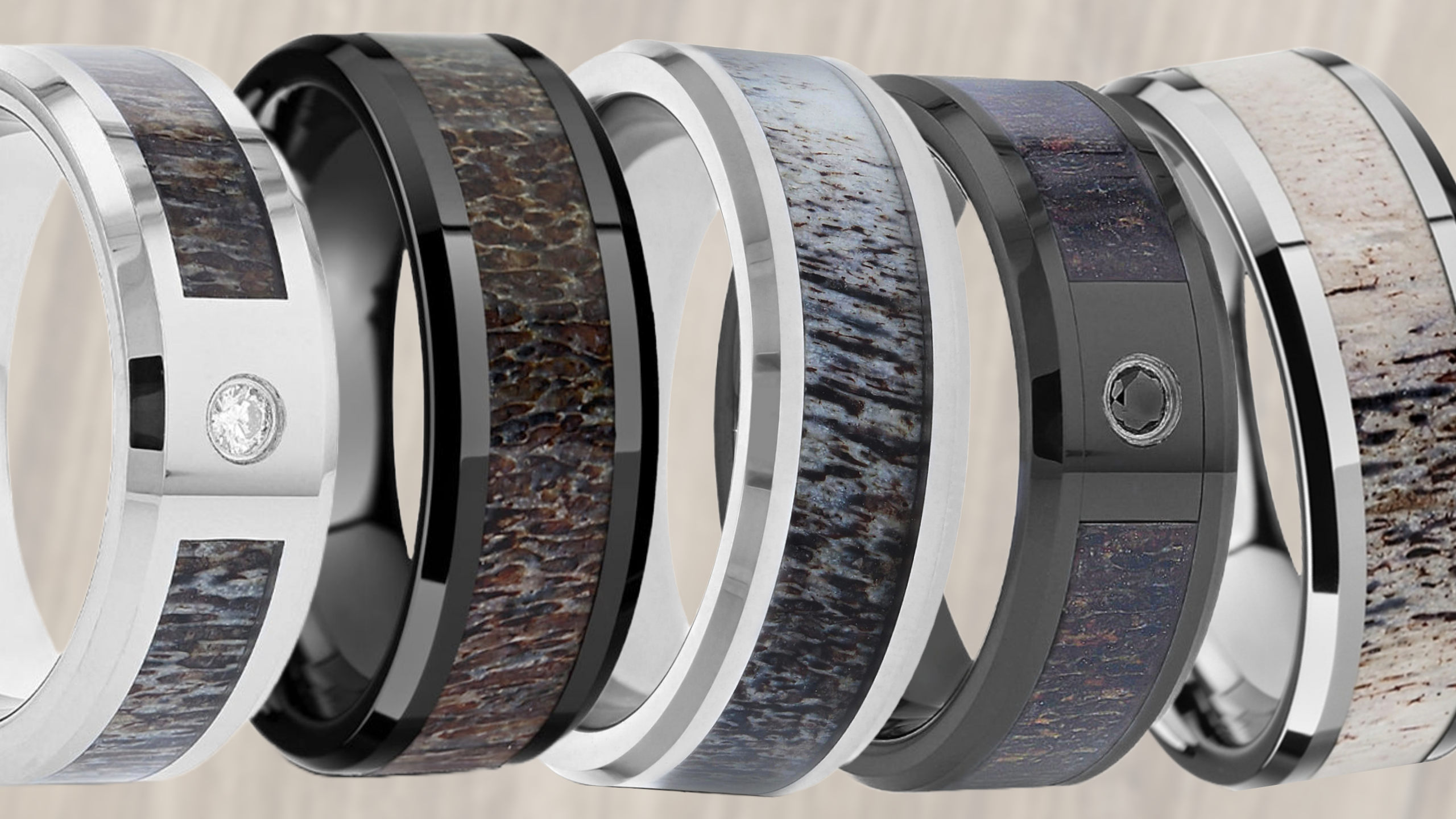 Tungsten antler 2025 wedding bands