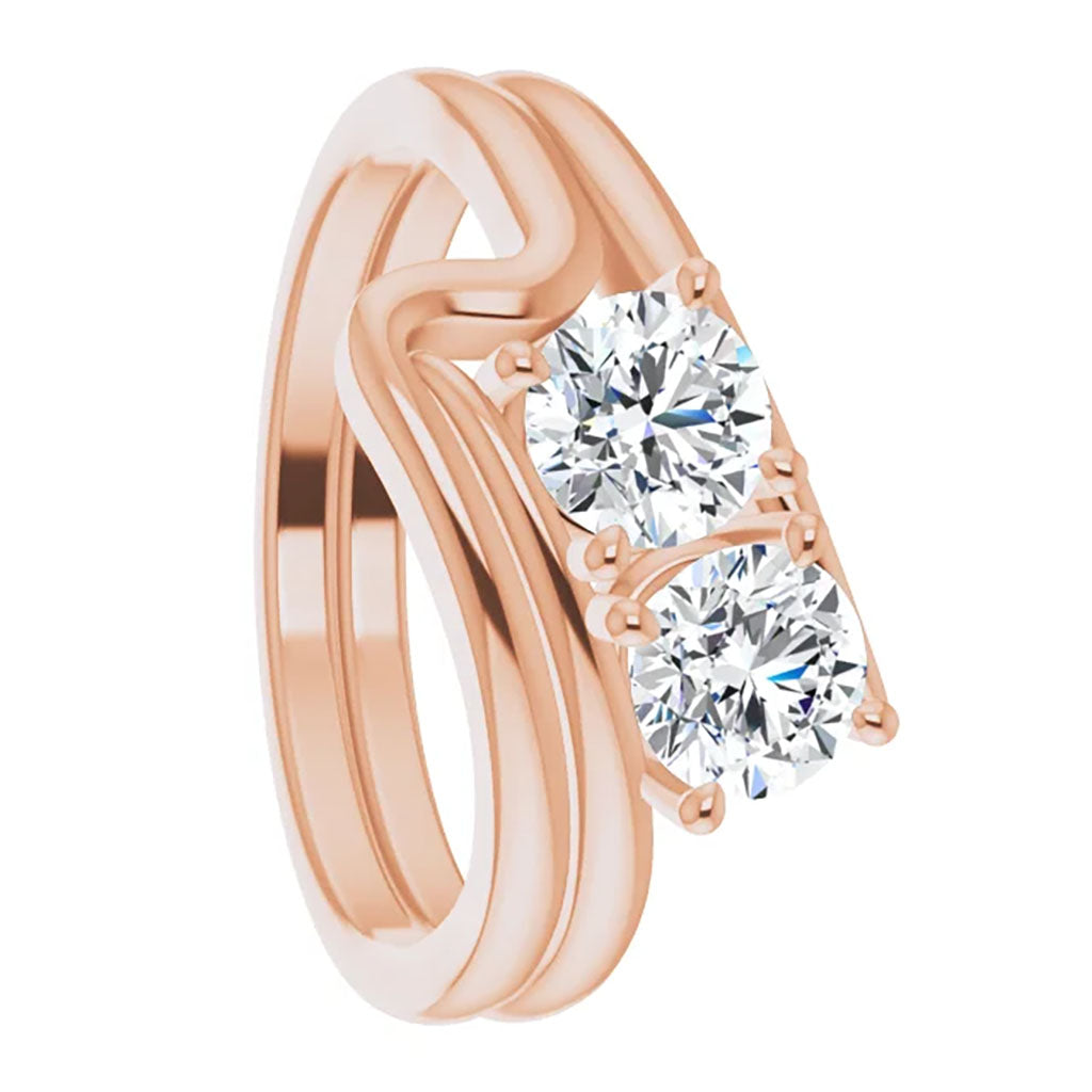 10k Gold Two Stone Moissanite Women's Engagement Ring