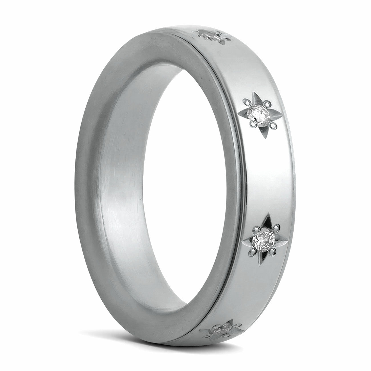 14k Gold & Star-Set Diamond Spinner Wedding Band
