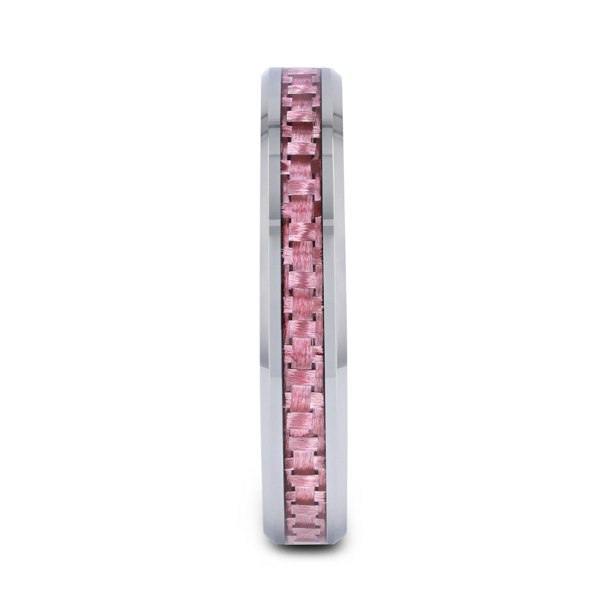 Tungsten Wedding Band with Pink Carbon Fiber Inlay
