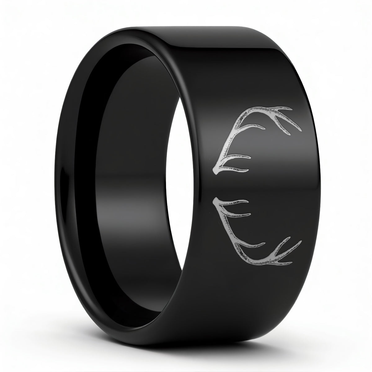 Antler Engraved Tungsten Men's Wedding Band