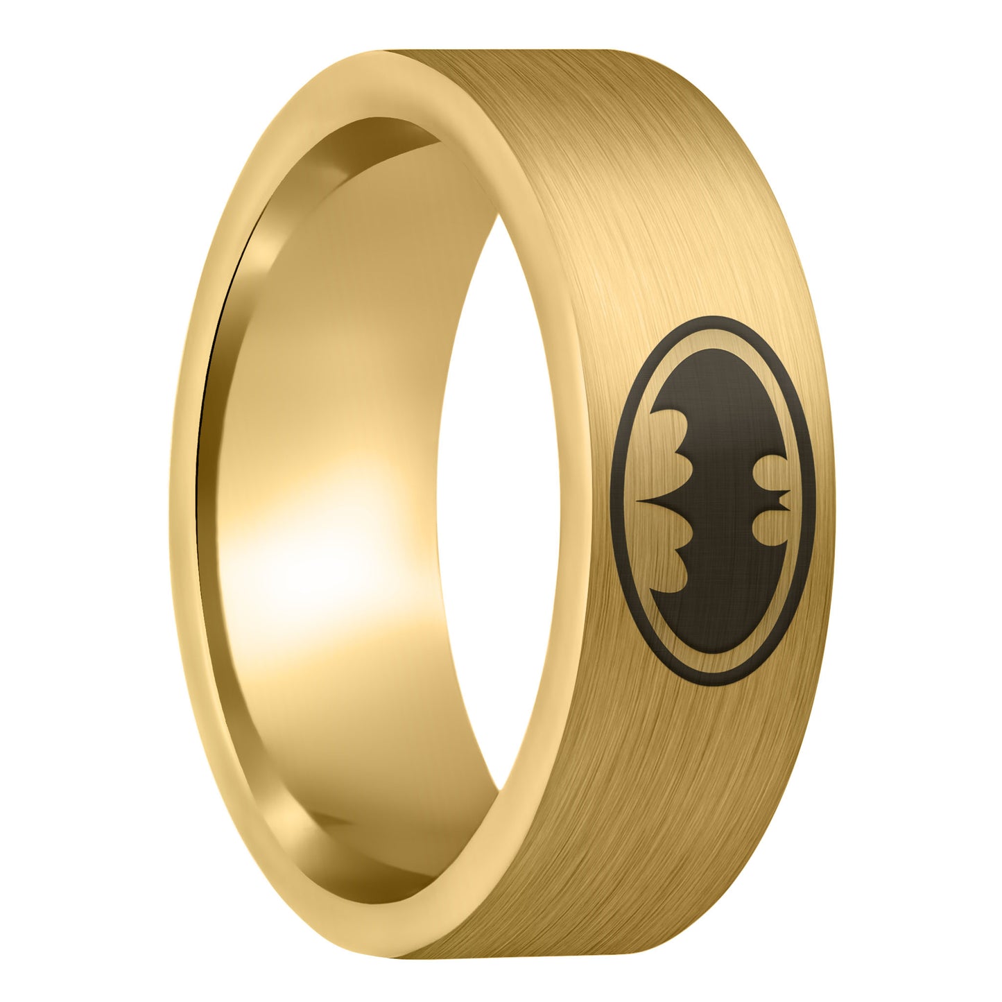 Batman Brushed Gold Tungsten Men's Wedding Band