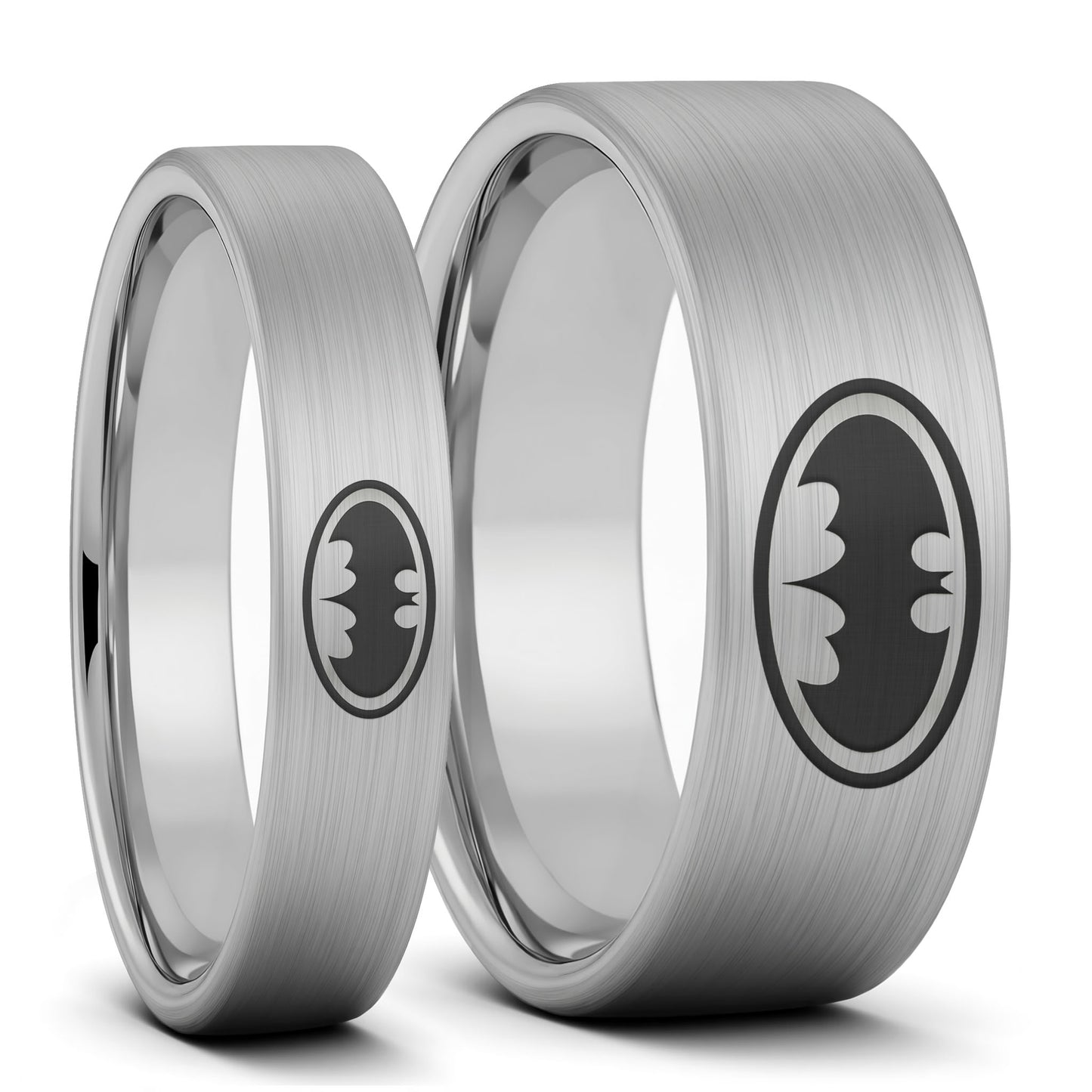 Batman Brushed Tungsten Couple's Matching Wedding Band Set