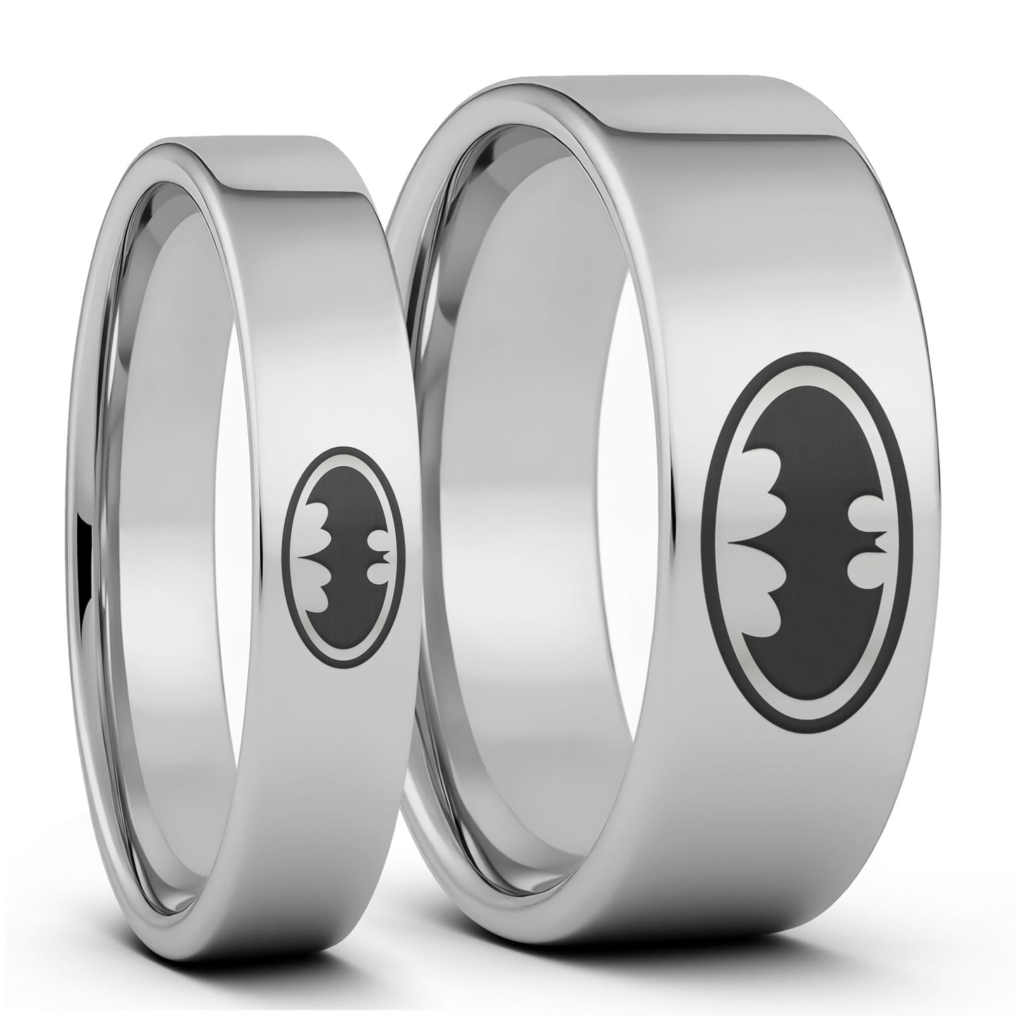 Batman Tungsten Couple's Matching Wedding Band Set