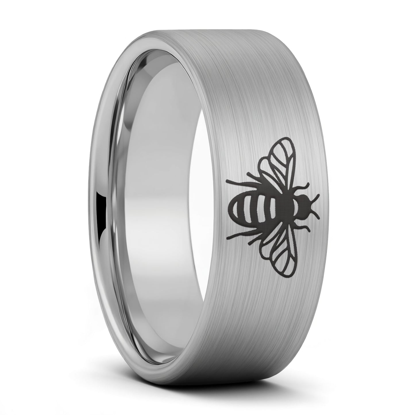 Alliance pour femme en tungstène doré brossé Bee