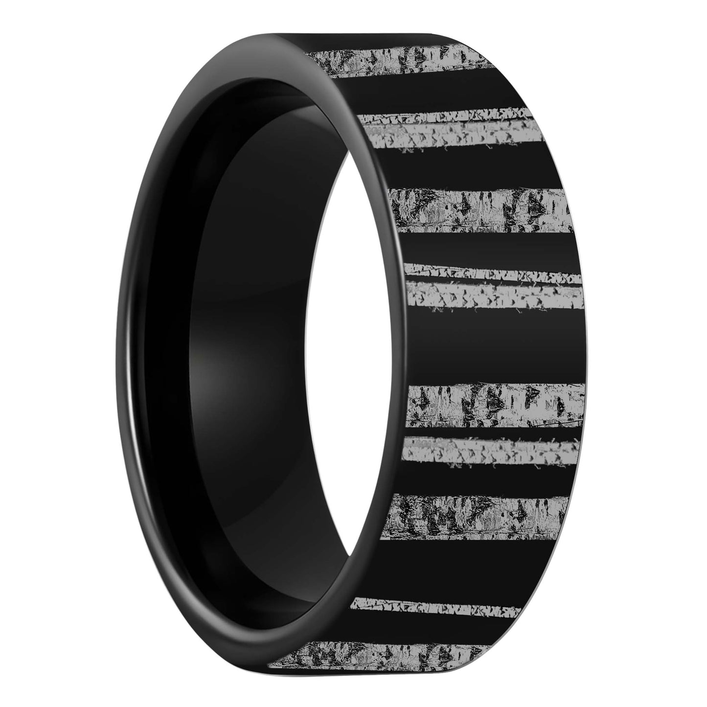 Birch Trees Black Tungsten Men's Wedding Band