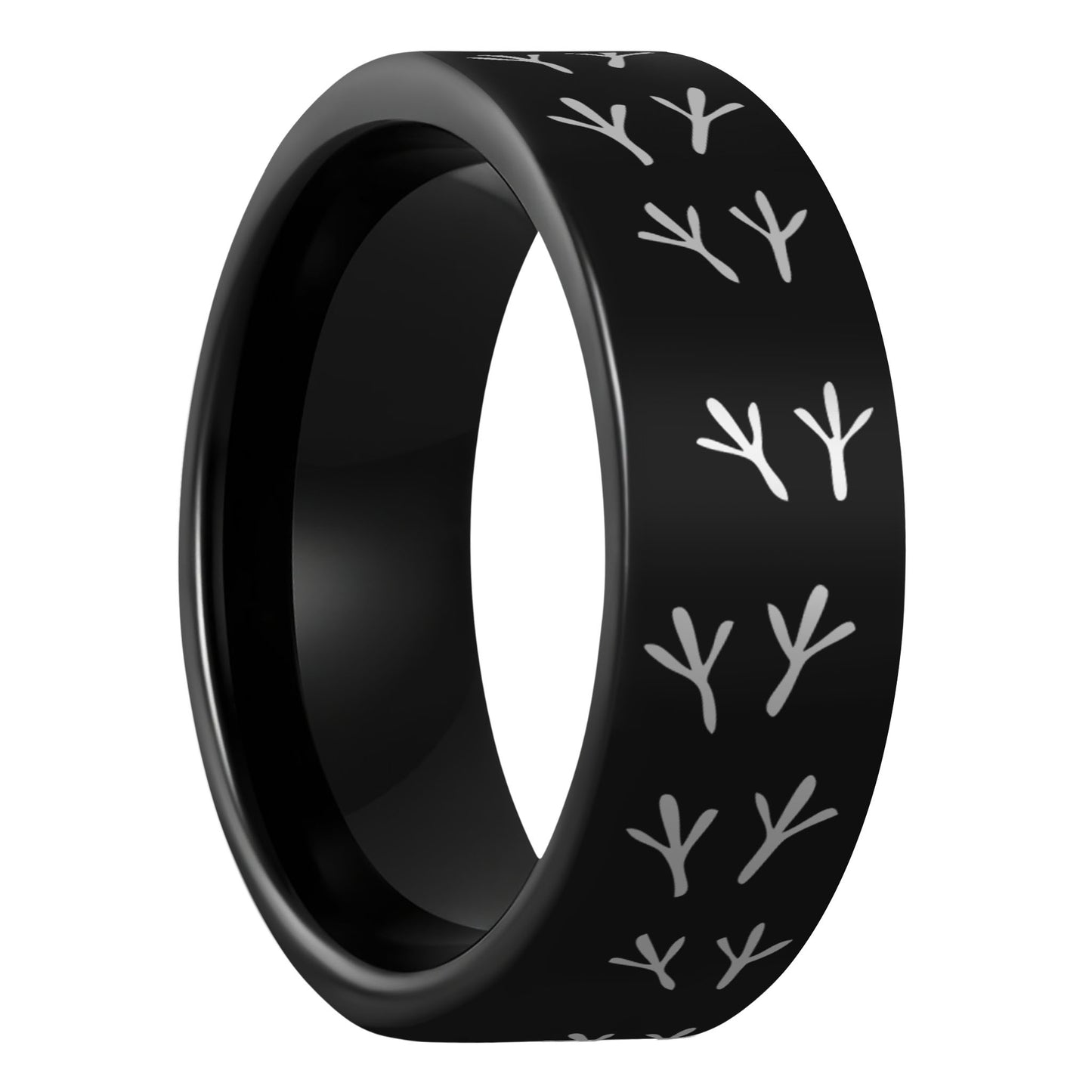 Bird Tracks Black Tungsten Men's Wedding Band