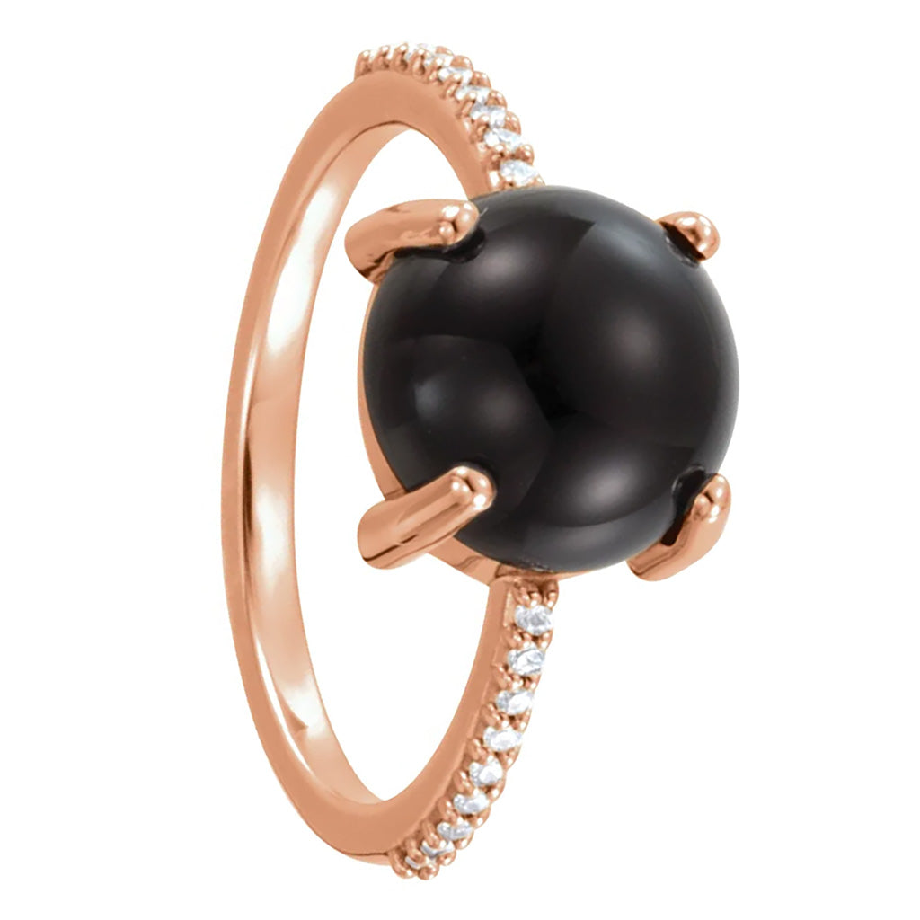 Black Onyx & Natural Diamond 14k Gold Women's Ring