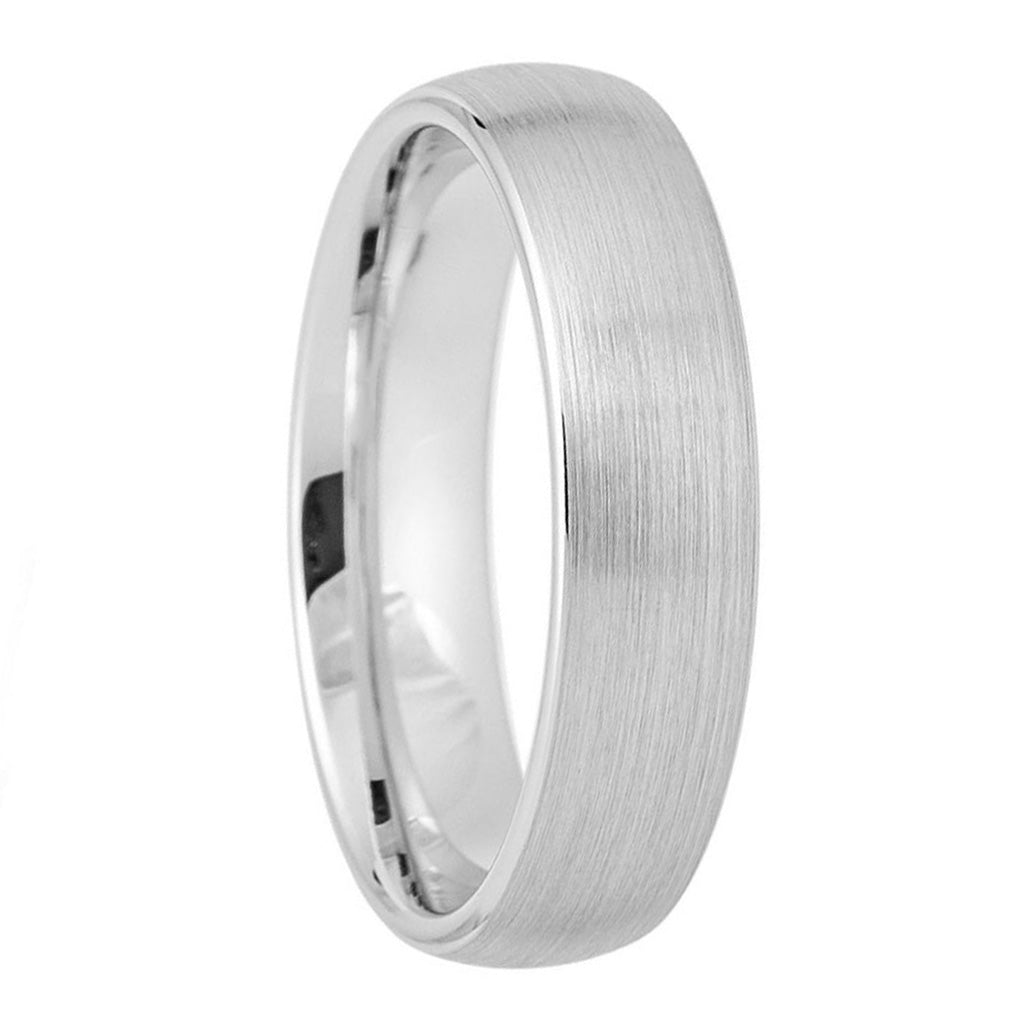 Brushed Domed White Tungsten Wedding Band