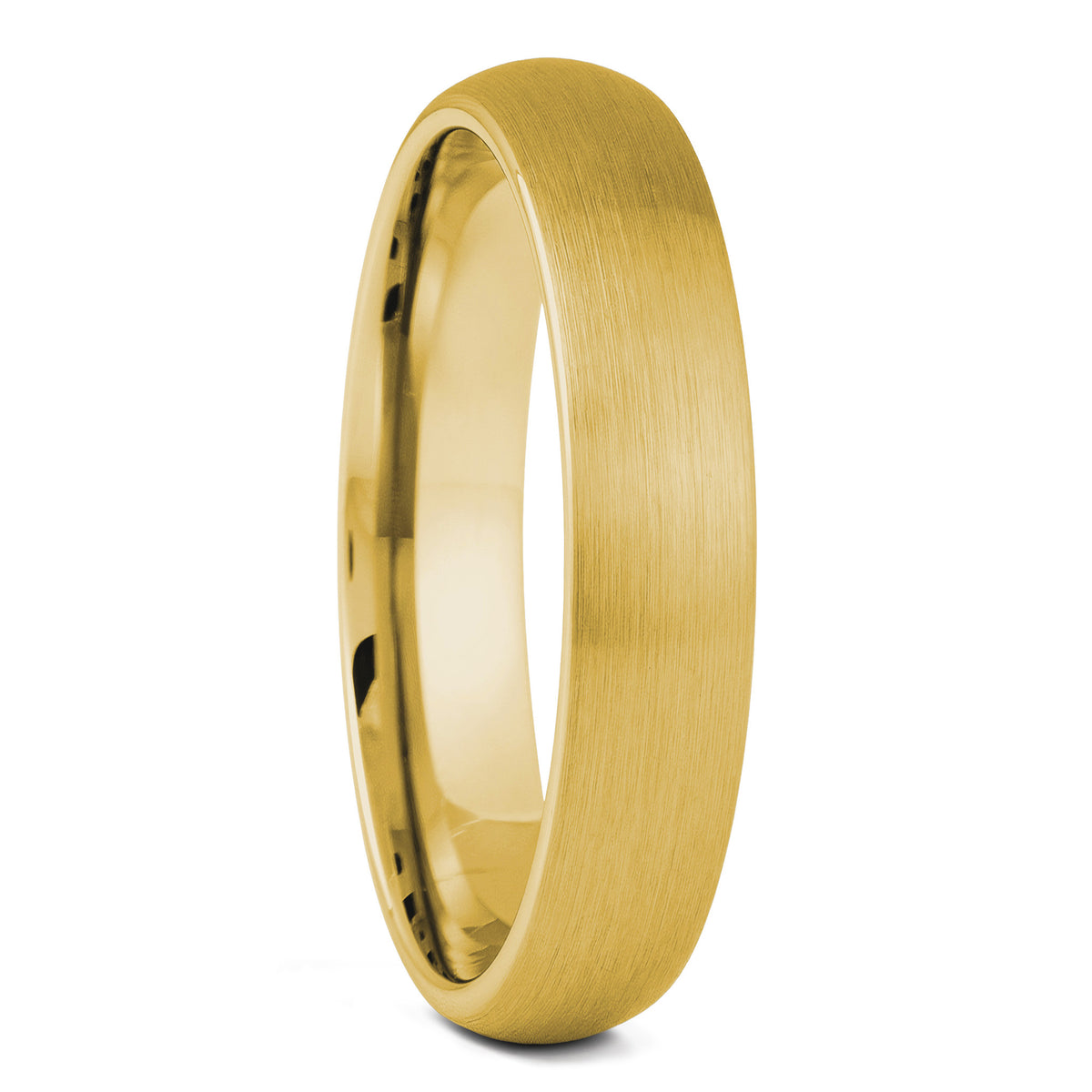 Alianza de boda para hombre con cúpula de tungsteno en oro cepillado