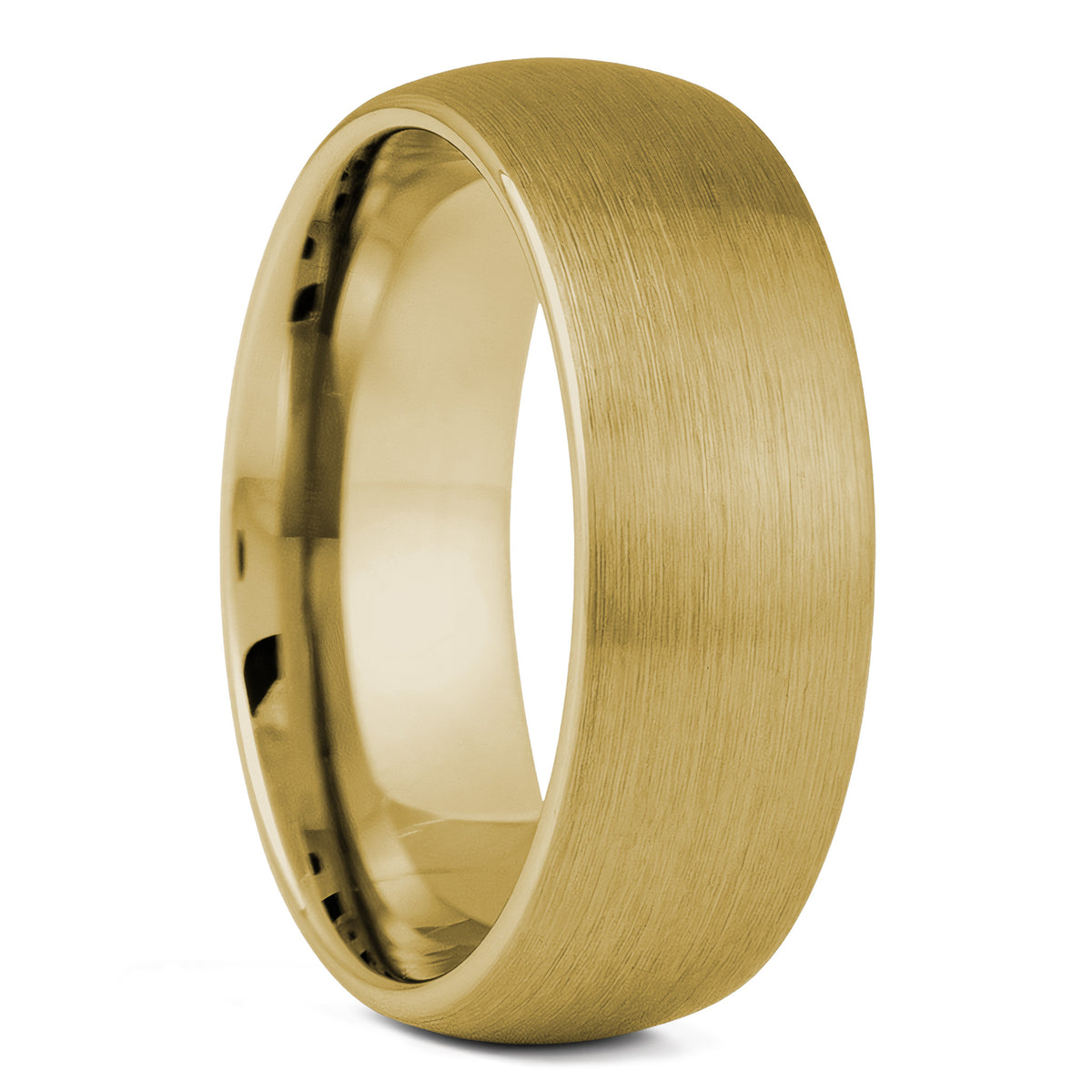 Alianza de boda para hombre con cúpula de tungsteno en oro cepillado
