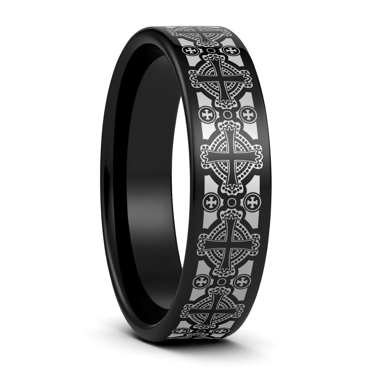 Celtic Cross Pattern Tungsten Wedding Band