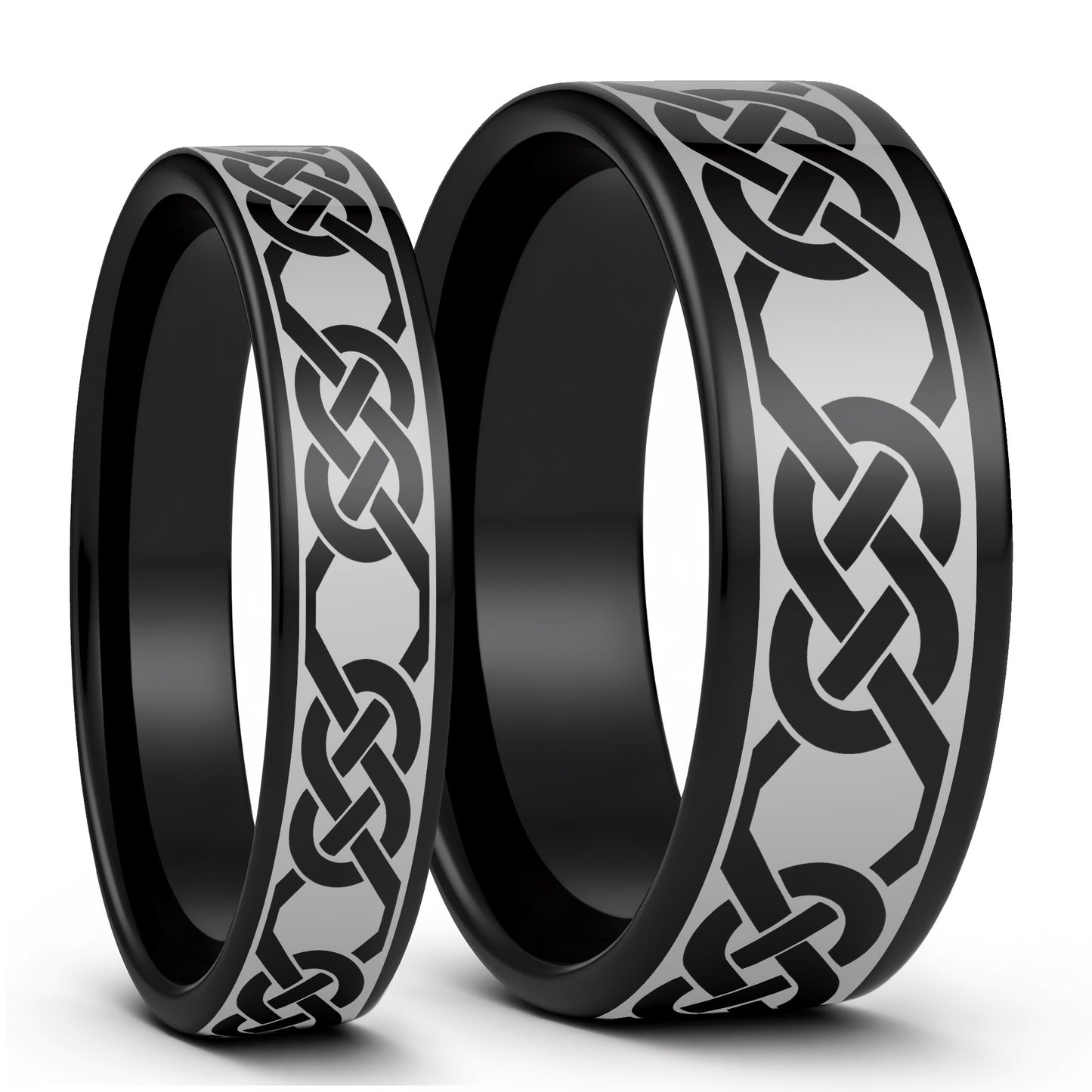Celtic Pattern Tungsten Couple's Matching Wedding Band Set