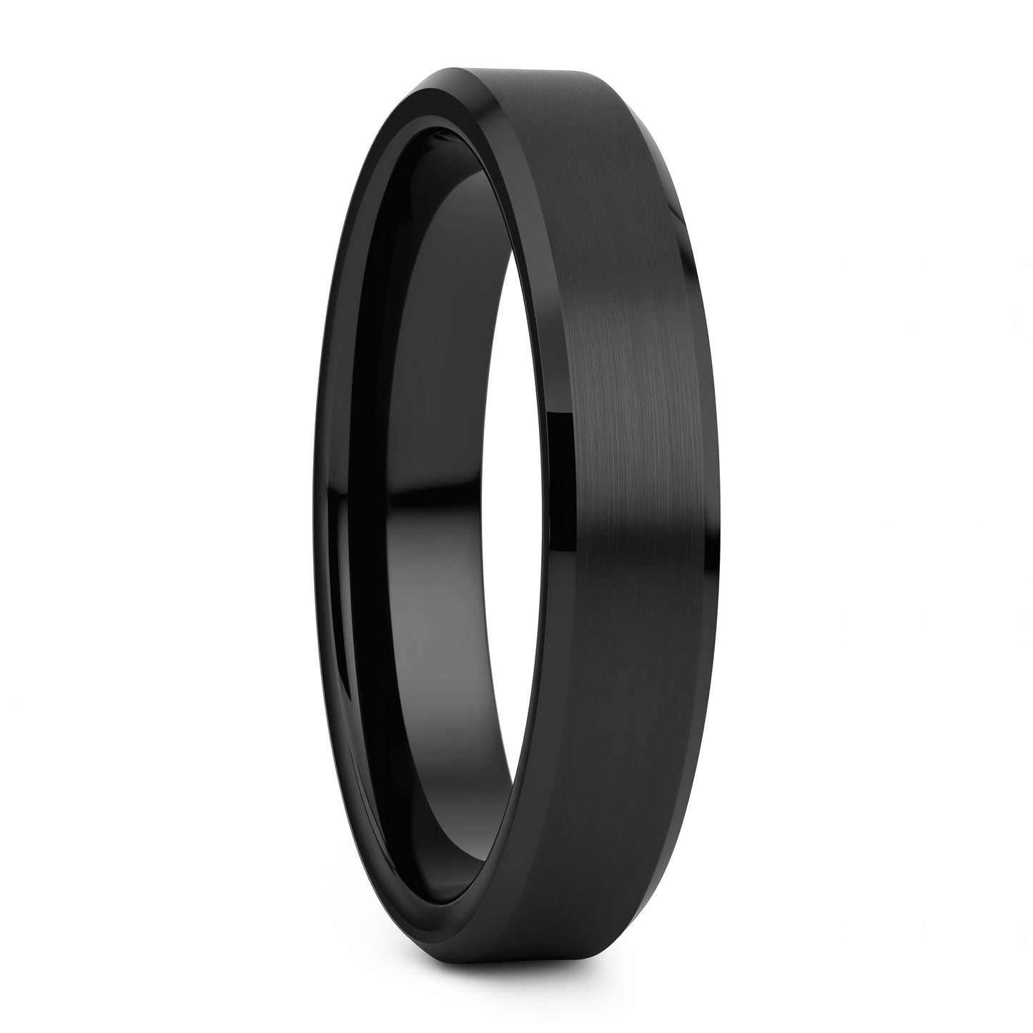 Black ring with a brushed finish on a white background