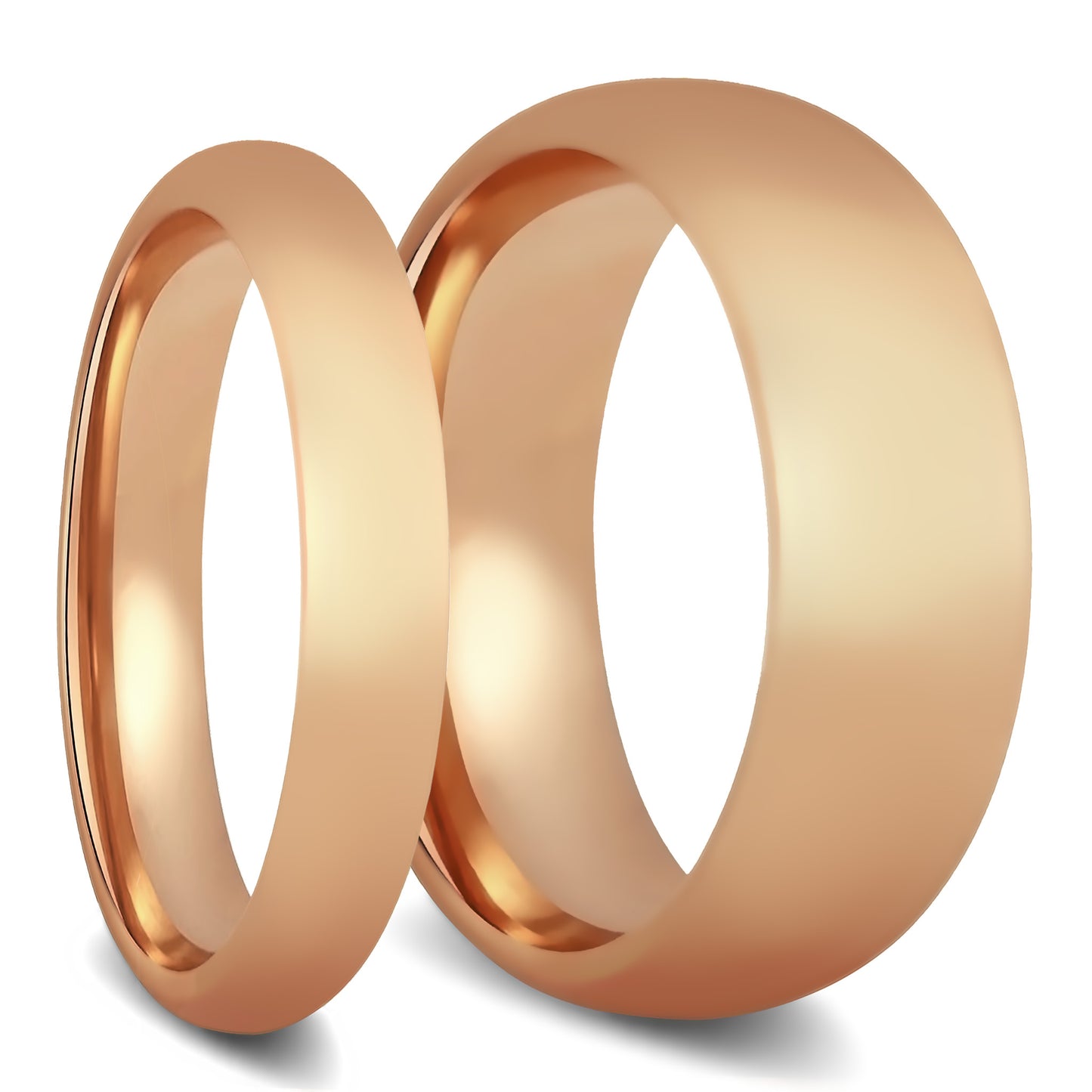 Rose Gold Tungsten Couple's Matching Wedding Band Set