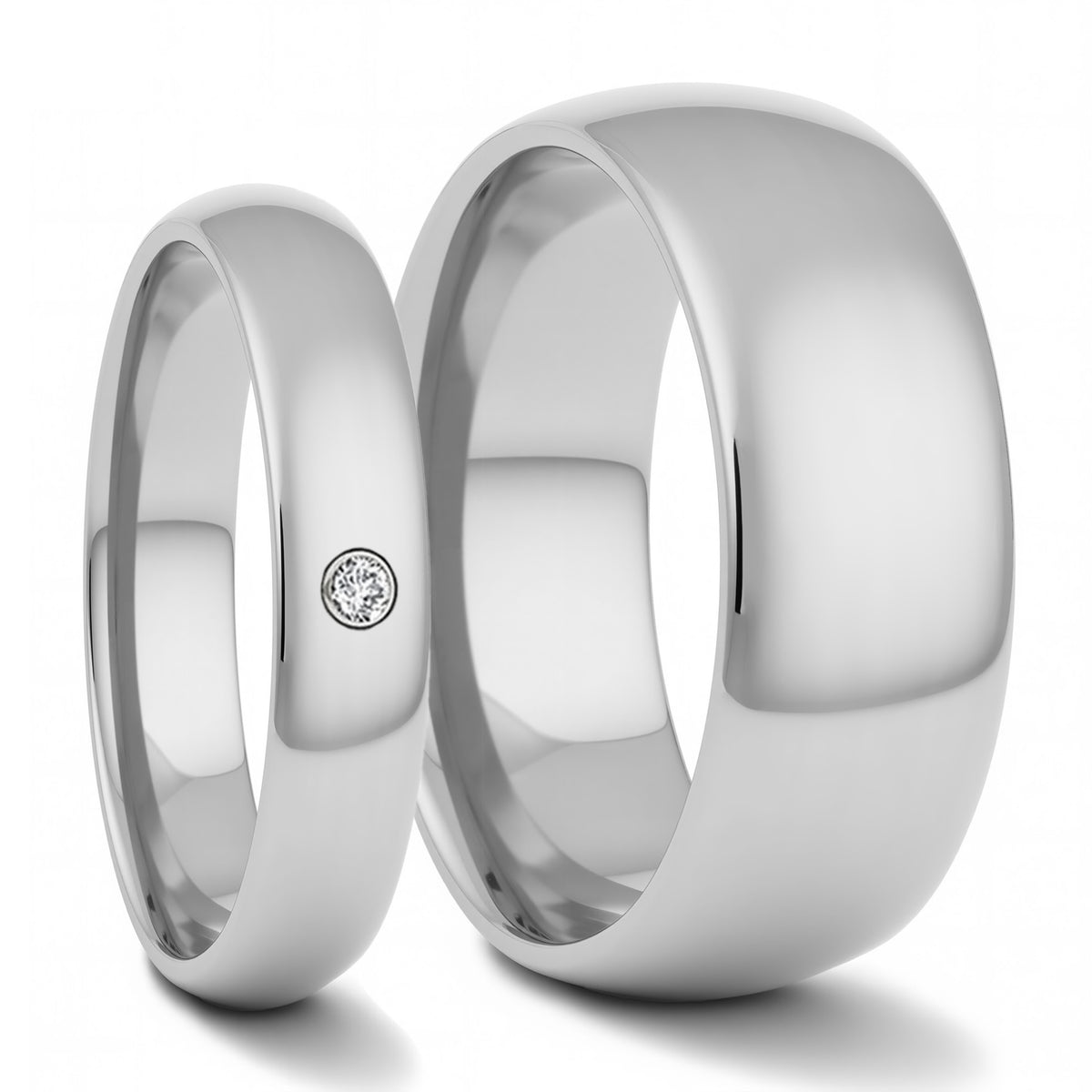 Couple's Diamond Tungsten Wedding Band Matching Set