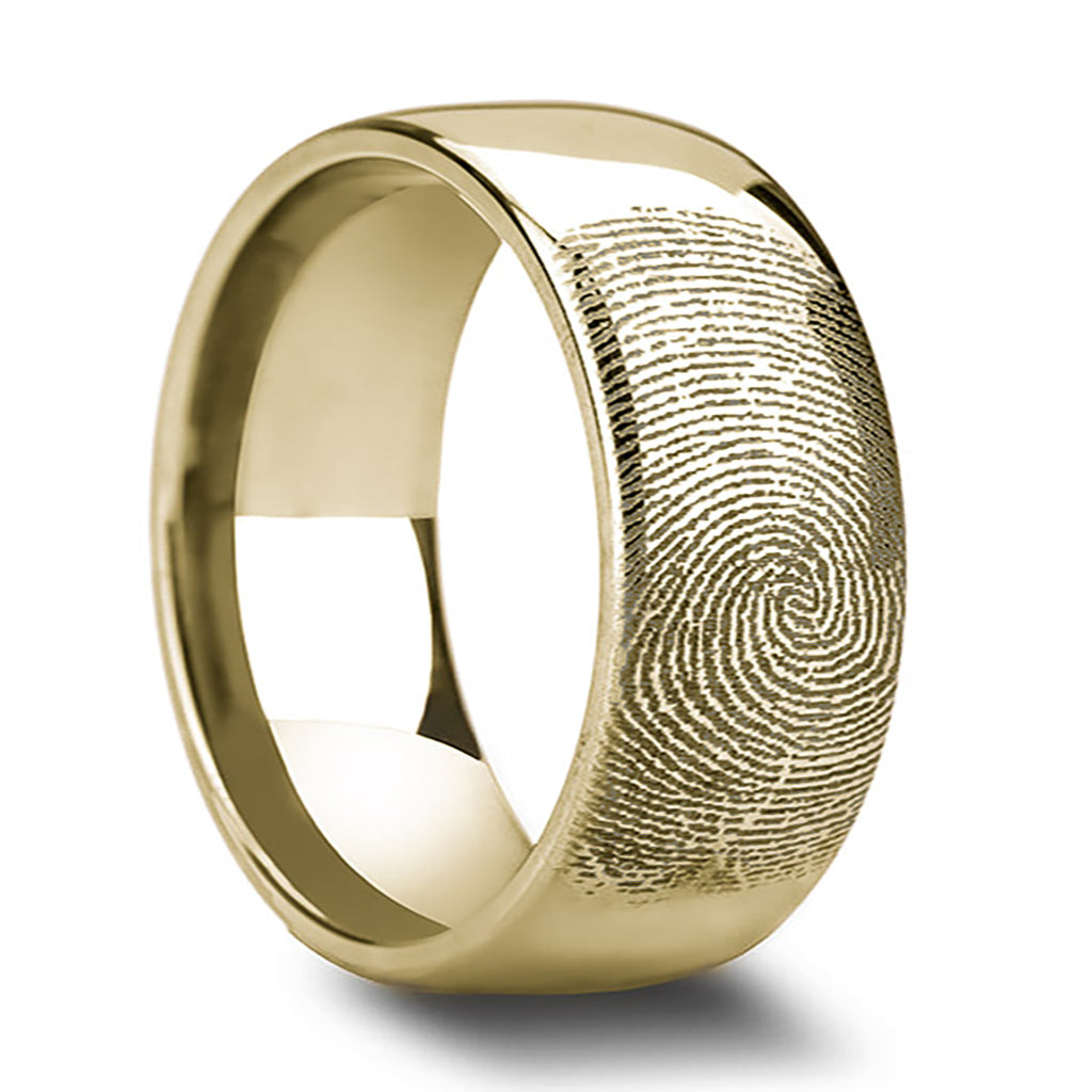 Custom Fingerprint Engraved Gold Tungsten Couple's Matching Ring Set