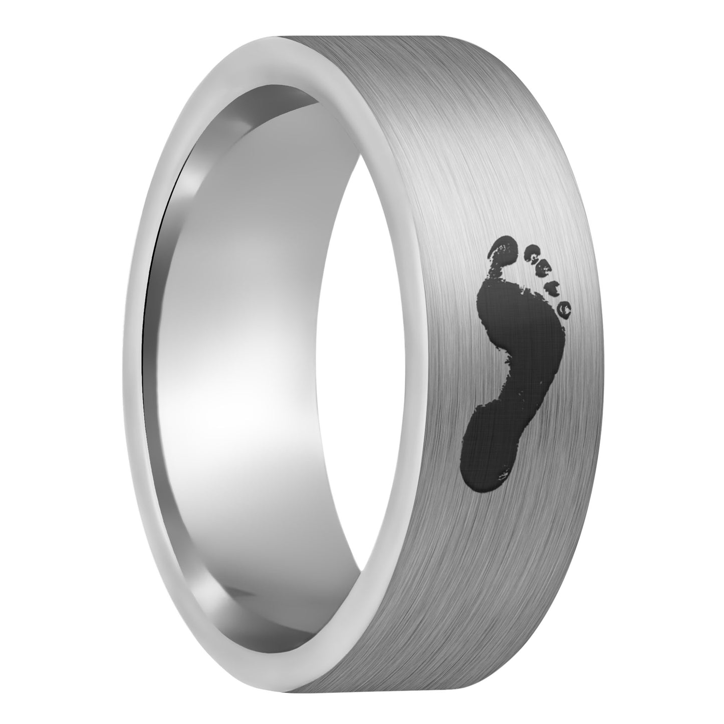 Custom Footprint Brushed Tungsten Women's Ring