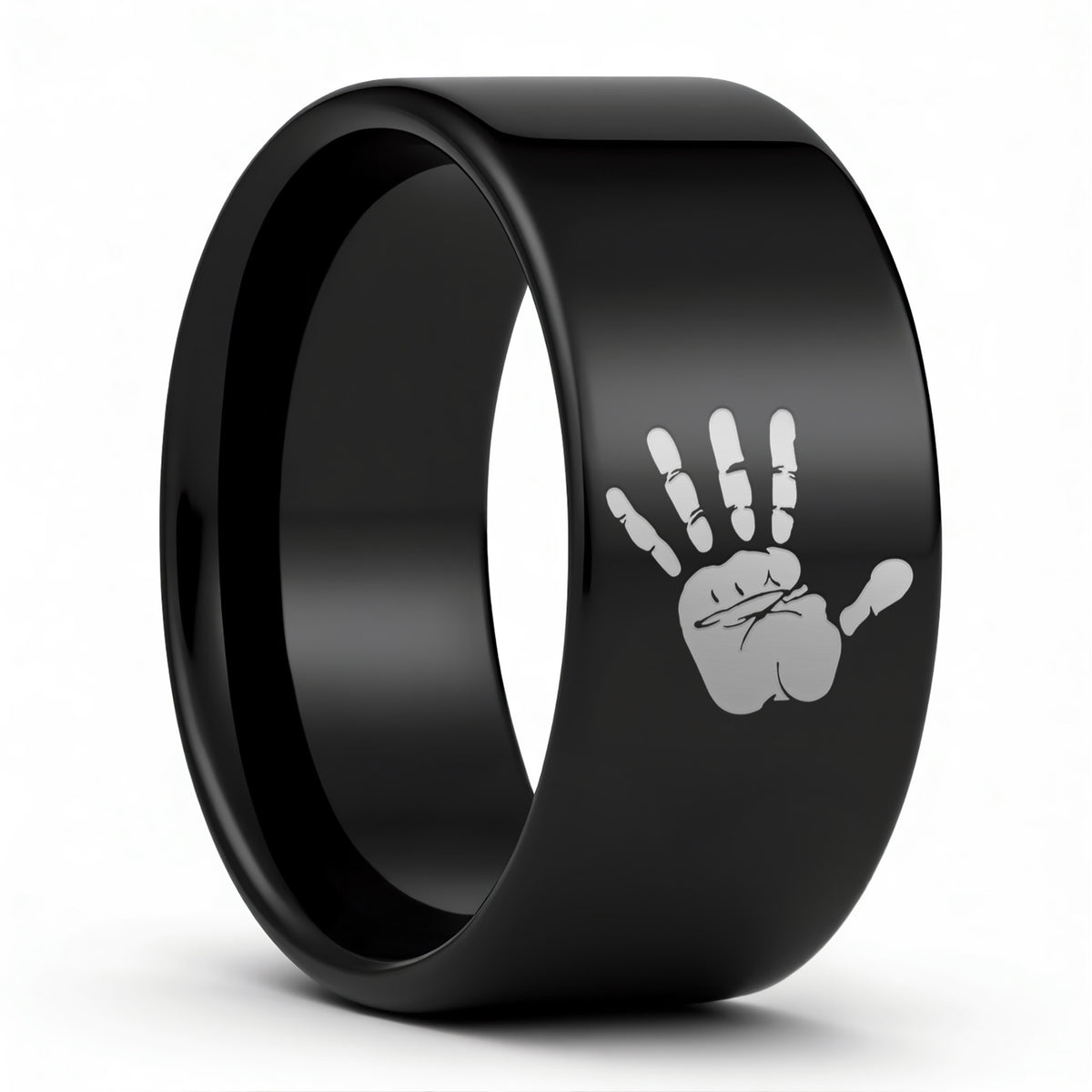 Bague pour hommes en tungstène à empreinte de main personnalisée