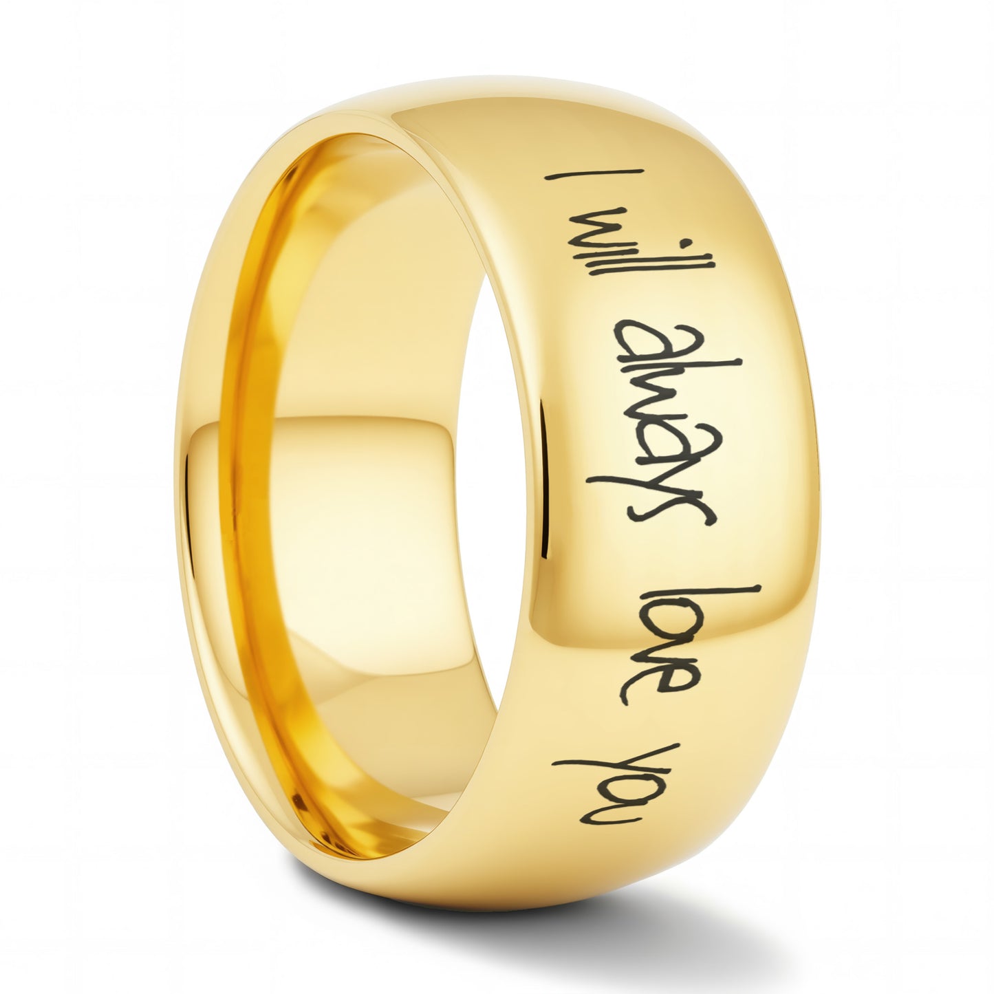 Custom Handwriting Engraved Domed Tungsten Men's Ring