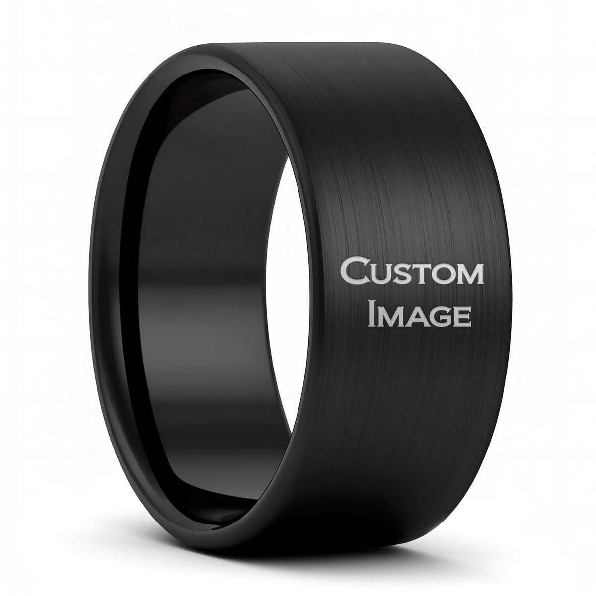 Custom Image Engraved Brushed Tungsten Men's Ring