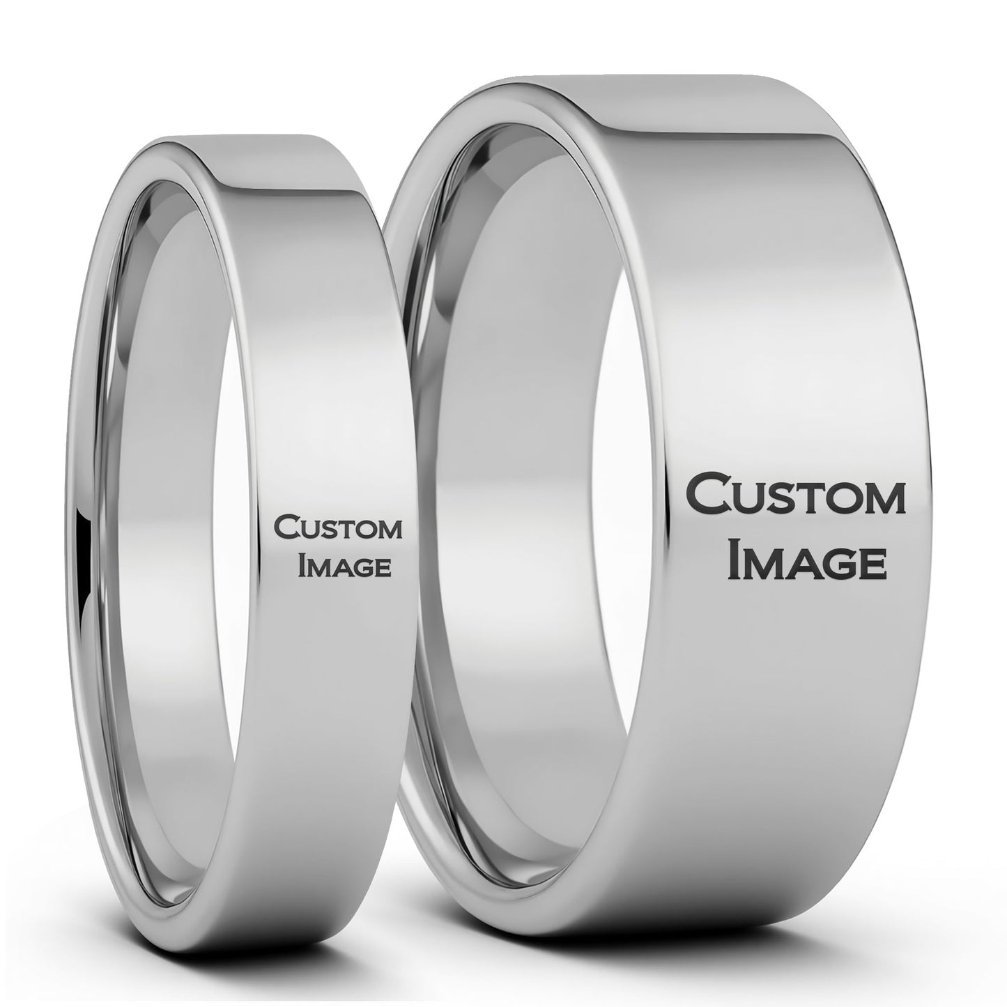 Custom Image Engraved Tungsten Couple's Matching Ring Set