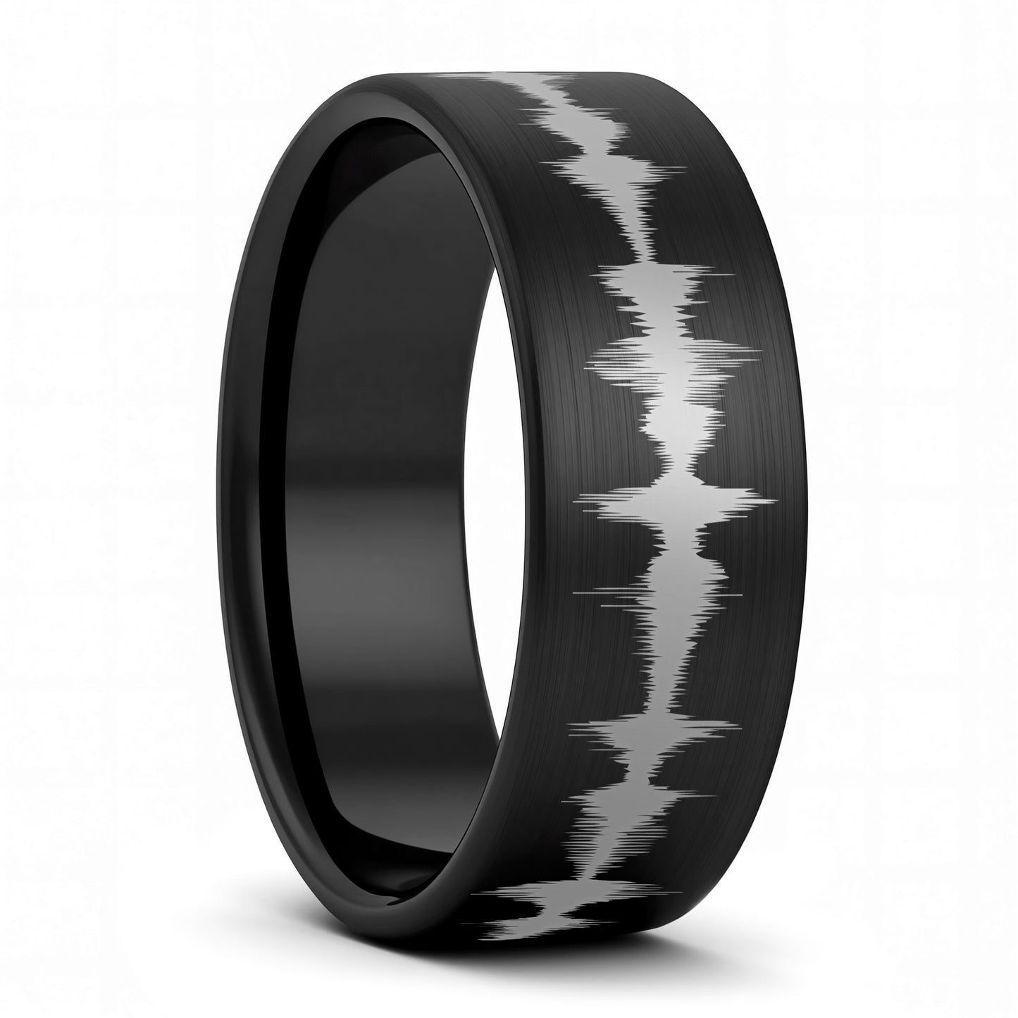 Custom Soundwave Brushed Tungsten Women's Ring