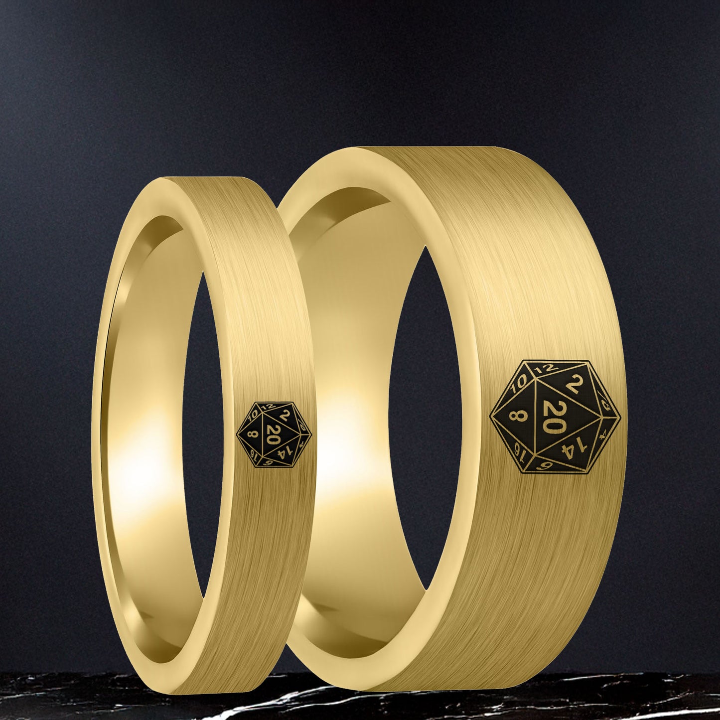 Alliance pour homme en tungstène doré brossé D20