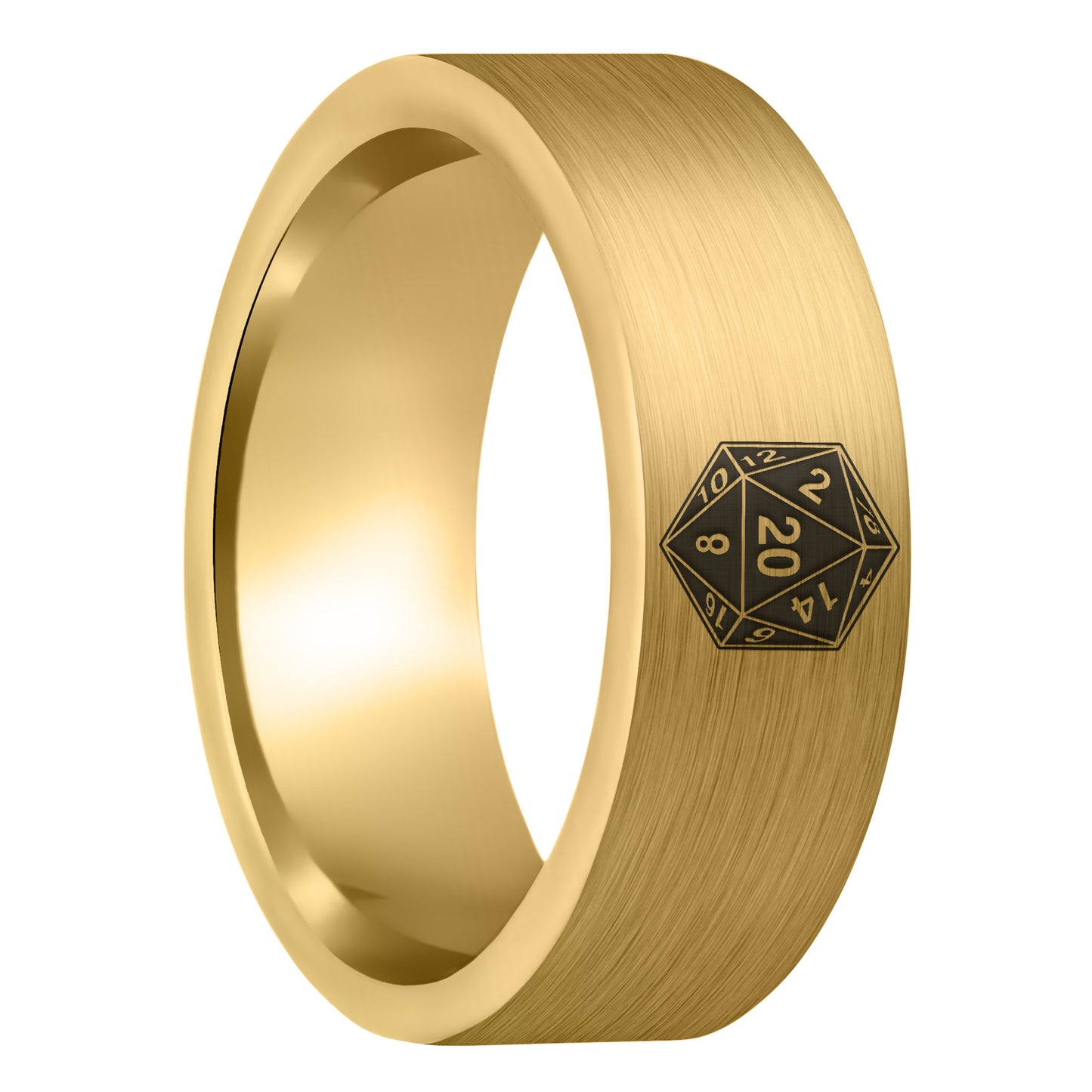 D20 Brushed Gold Tungsten Men's Wedding Band