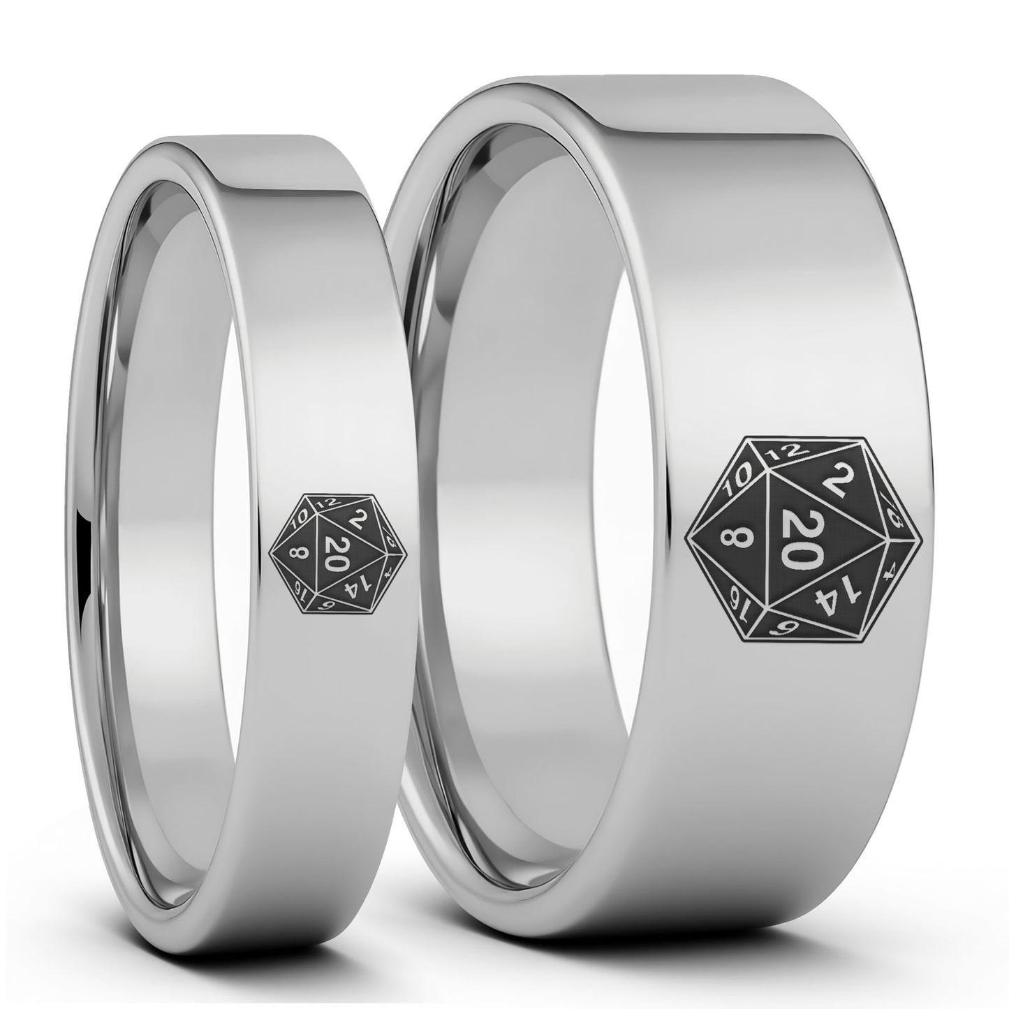 D20 Tungsten Couple's Matching Wedding Band Set