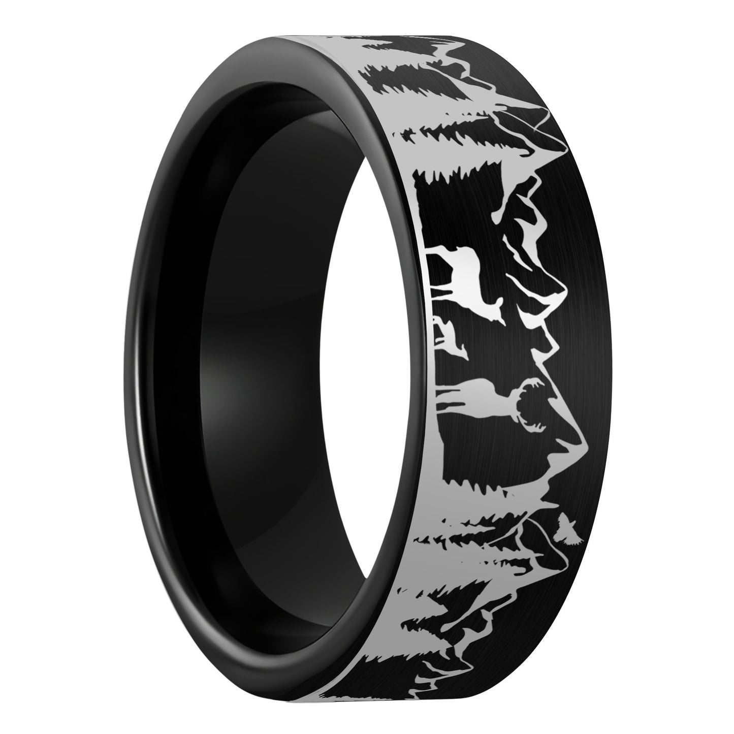 Alliance pour homme en tungstène doré brossé Deer Mountain Range