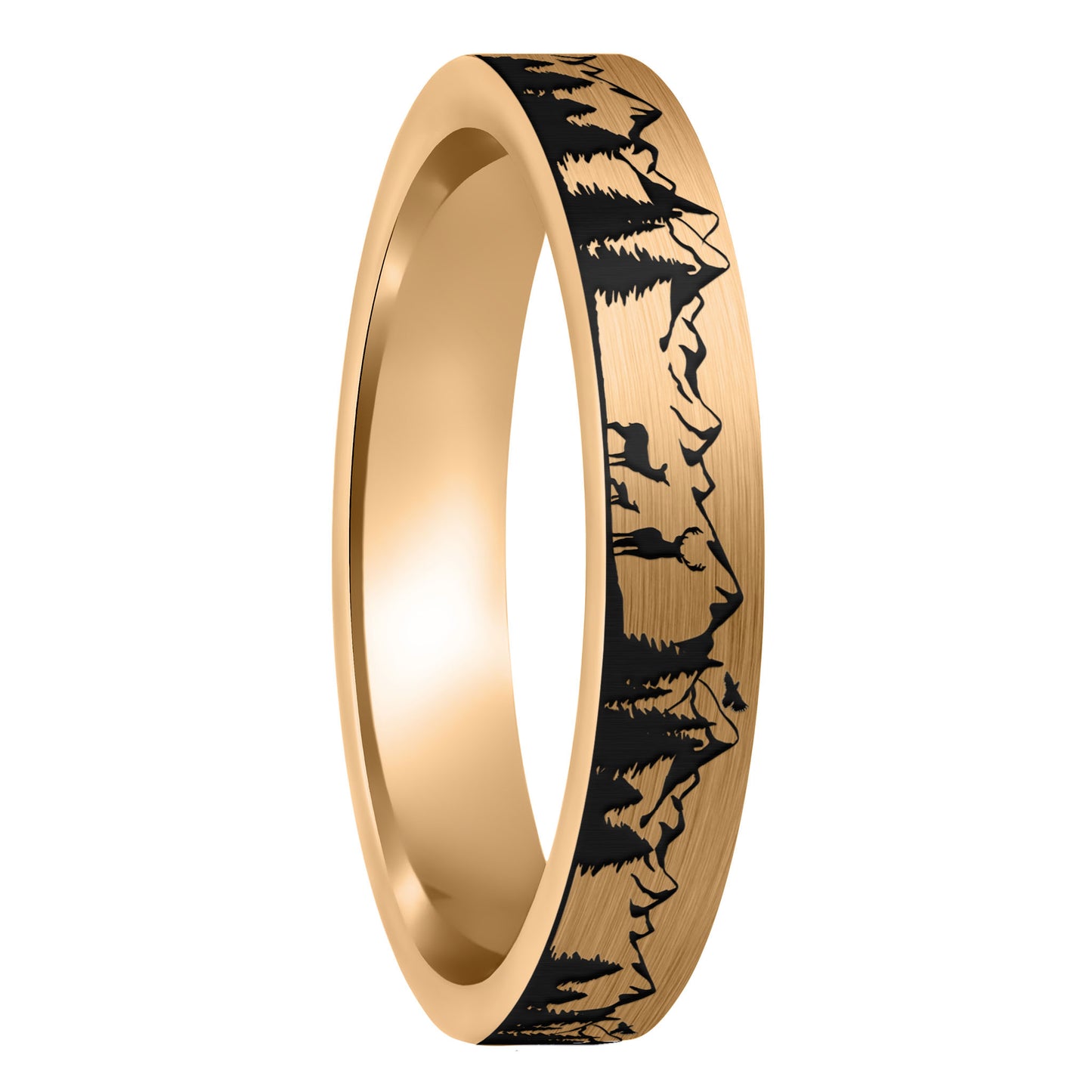 Deer Mountain Range Brushed Rose Gold Tungsten Women's Wedding Band