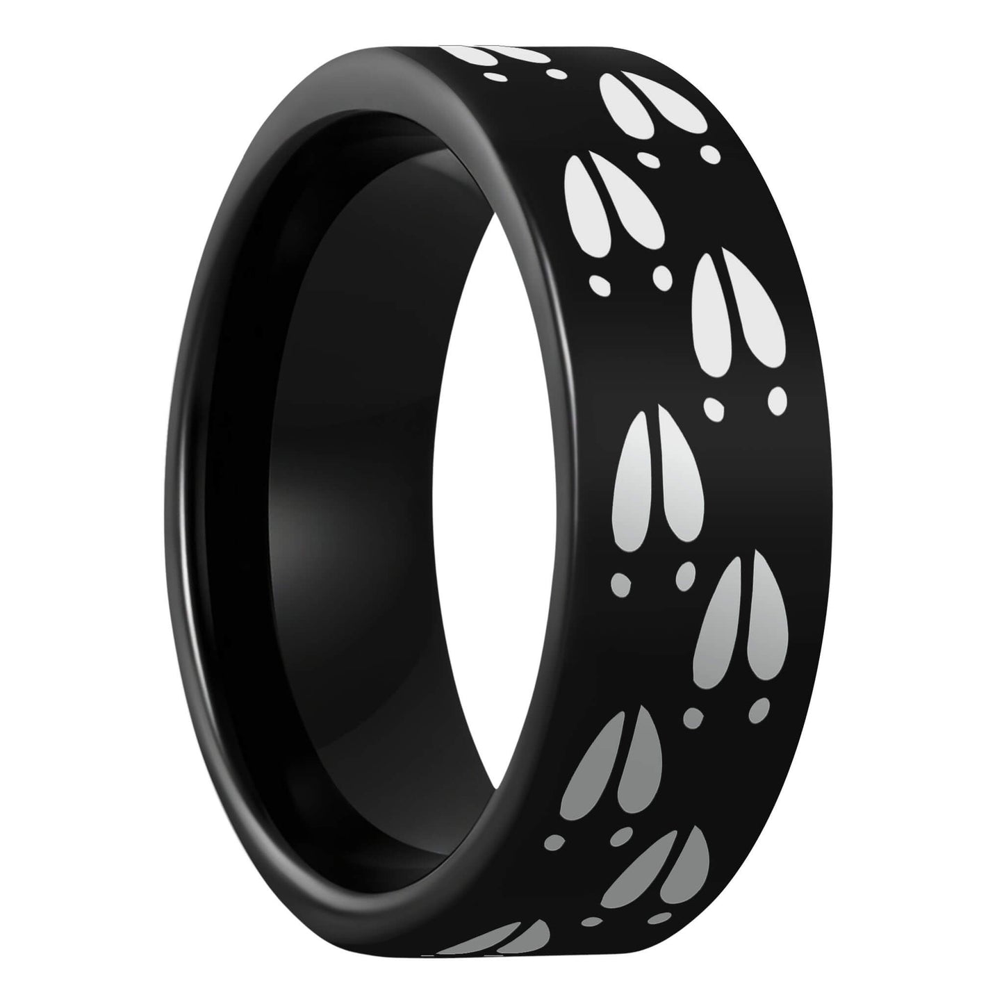 Deer Track Black Tungsten Wedding Band