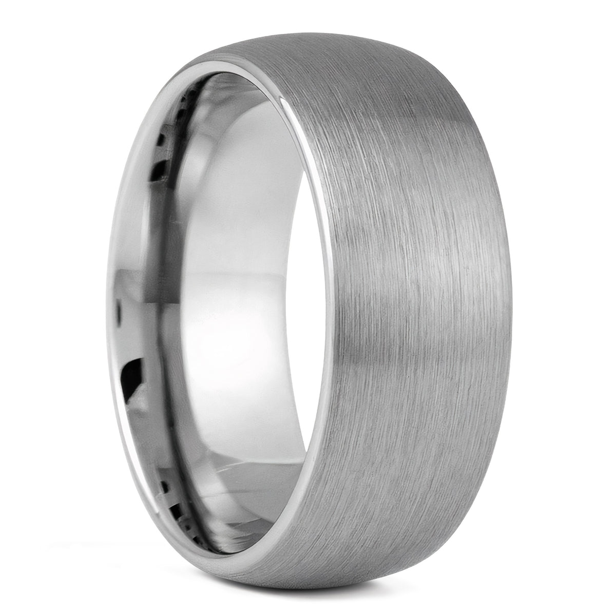 Domed Brushed Tungsten Couple's Matching Wedding Band Set