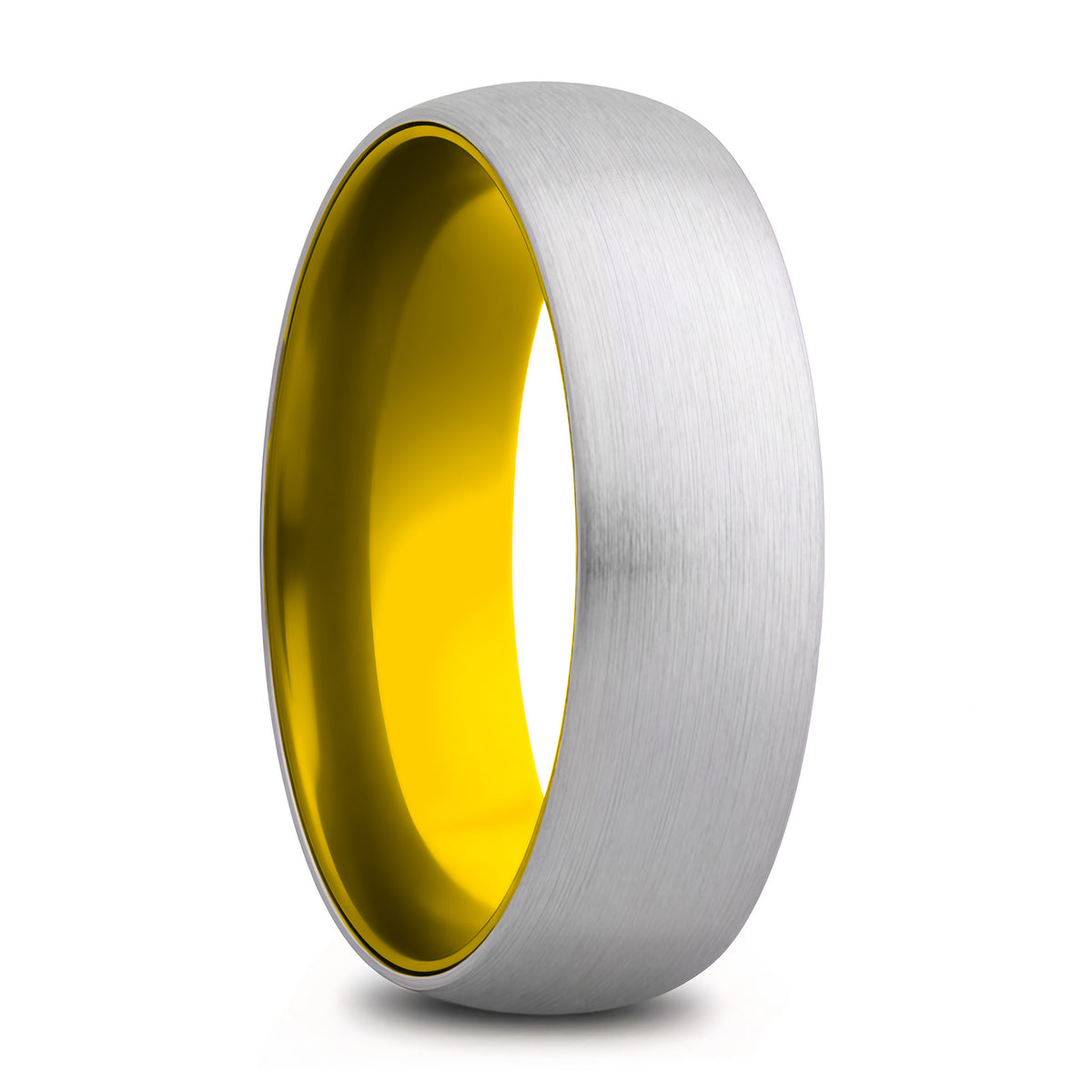 Domed Satin Cobalt Wedding Band with Contrasting Color Center