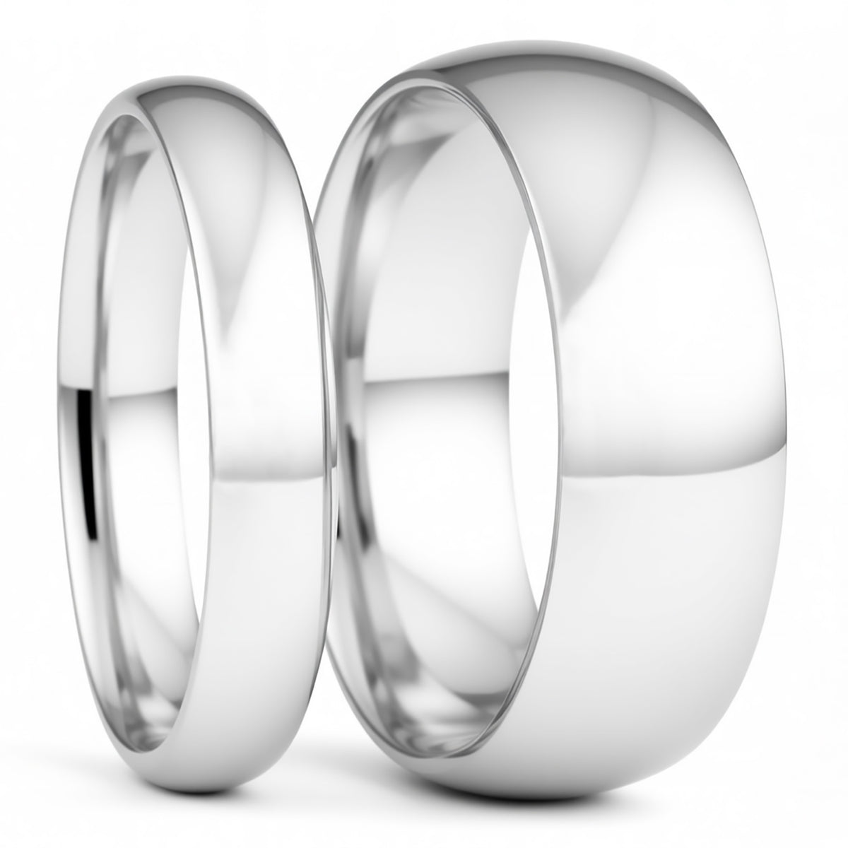 Domed Sterling Silver Couple's Matching Wedding Band Set