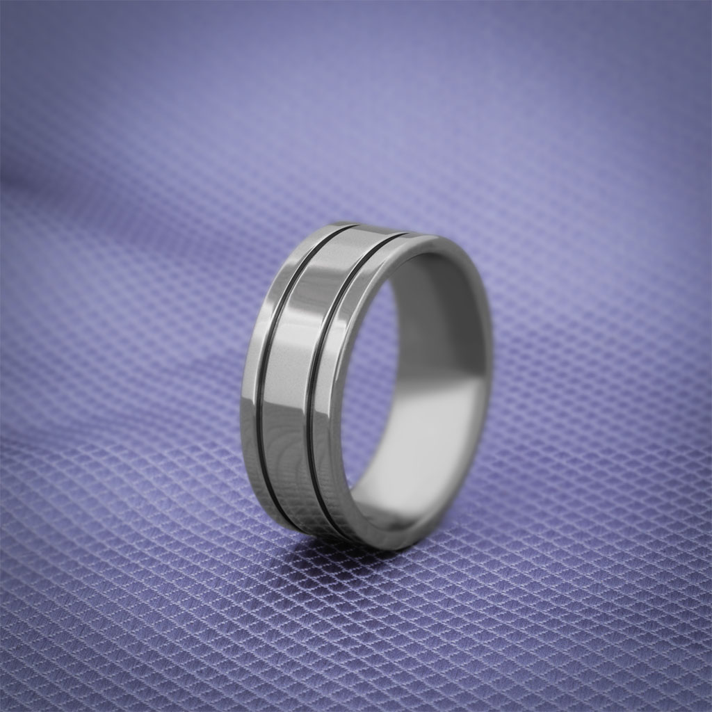Dual Grooved Titanium Wedding Band