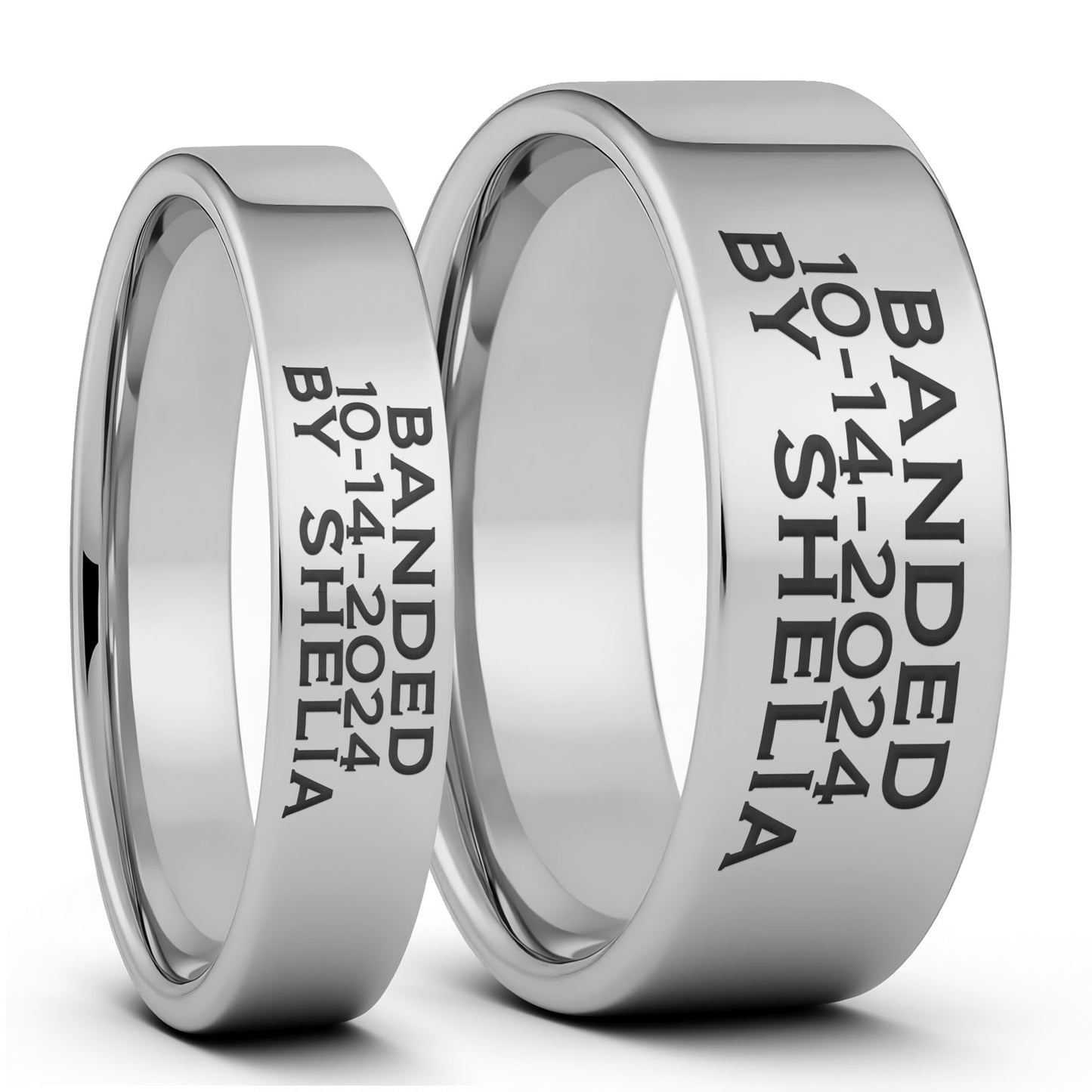 Duck Band Custom Engraved Tungsten Couple's Matching Ring Set