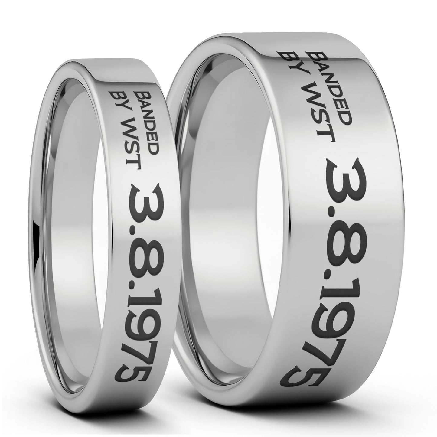 Duck Band Style Custom Engraved Tungsten Couple's Matching Ring Set