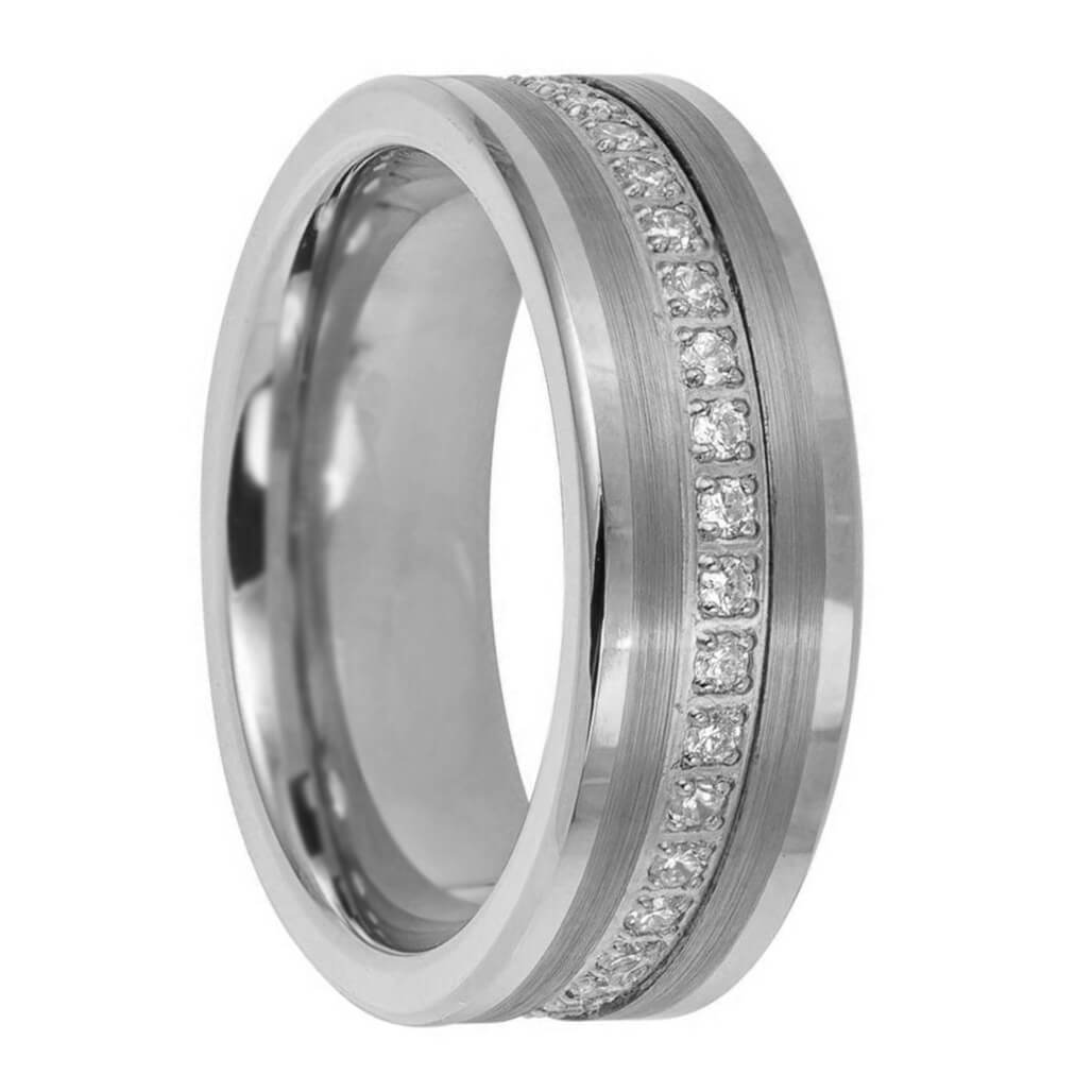 Eternity Cubic Zirconia Tungsten Men's Wedding Band