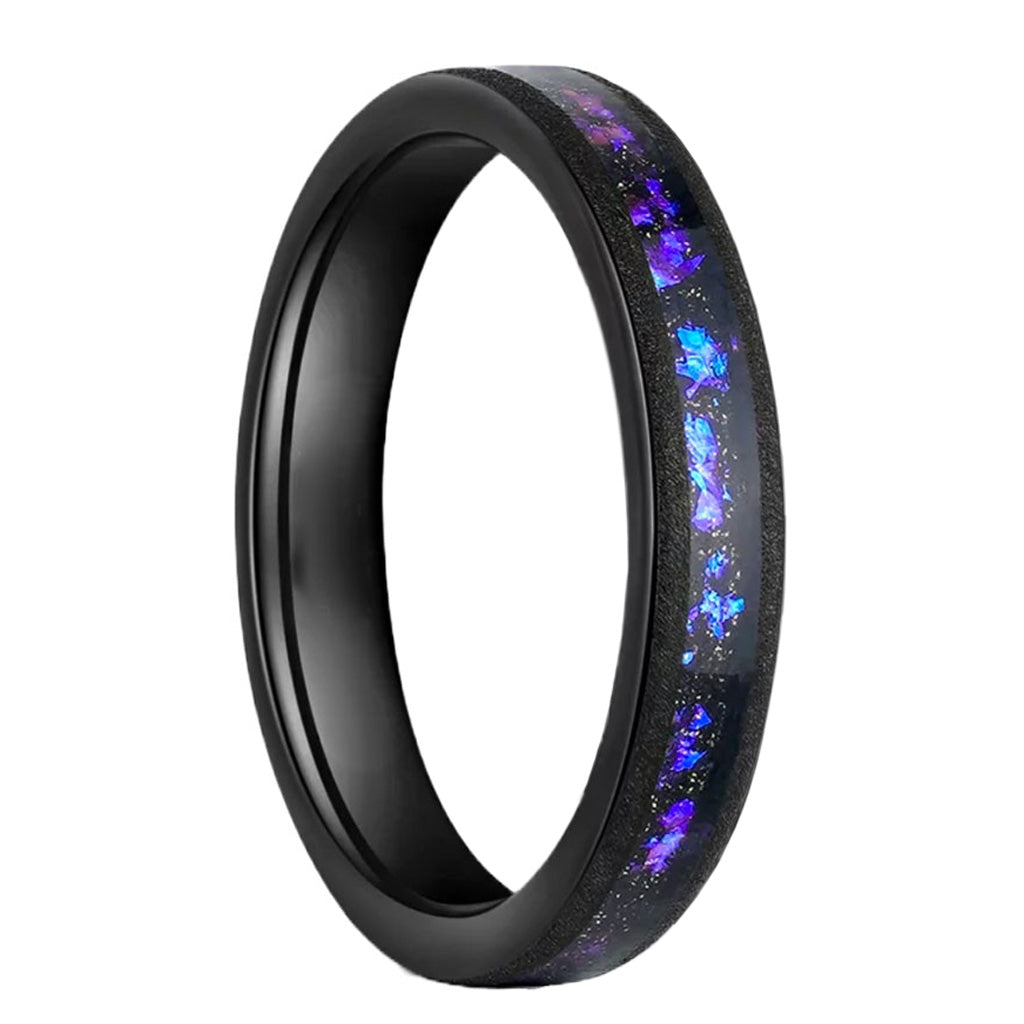 Galaxy Inlay Sandblasted Black Tungsten Women's Wedding Band