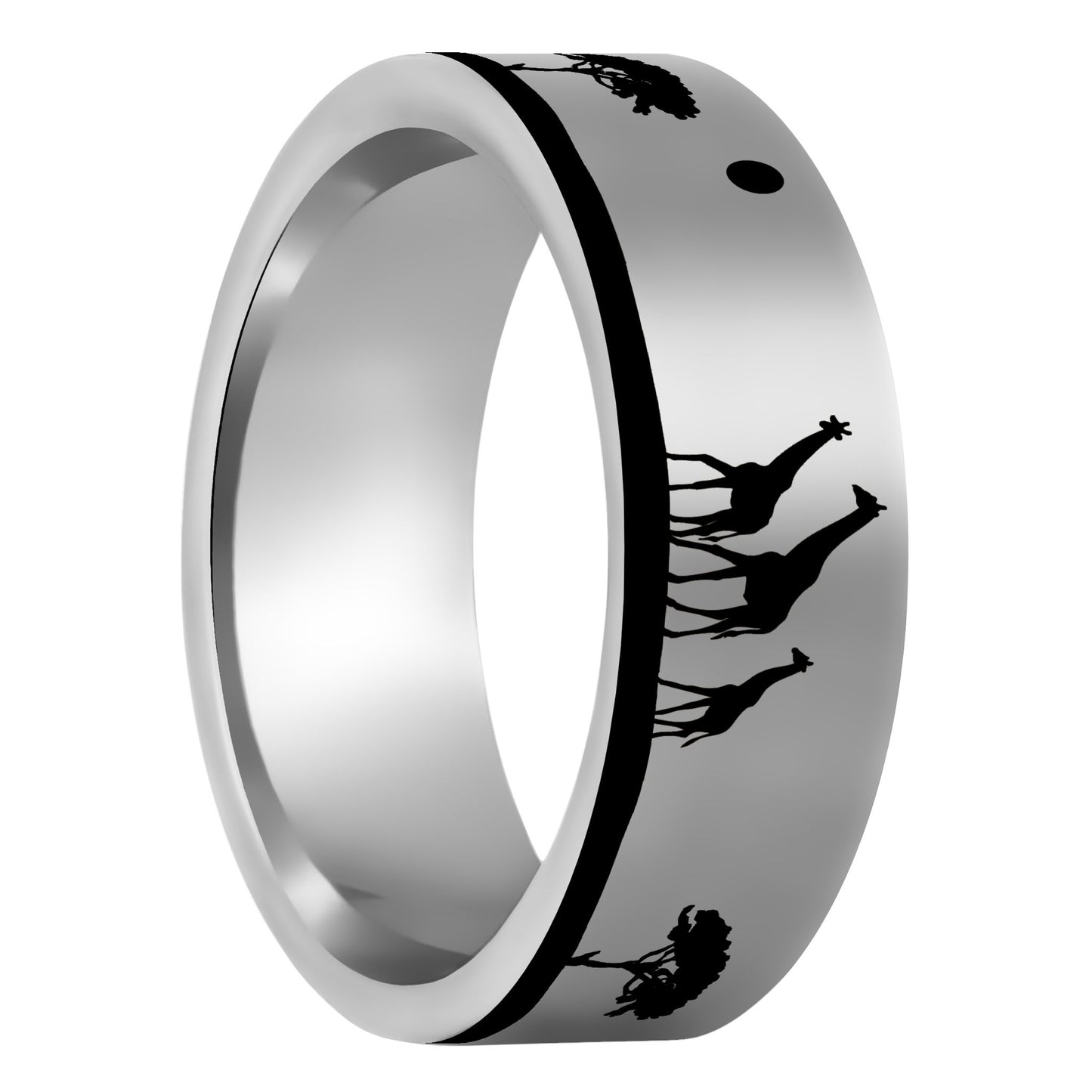 One Giraffe Tungsten Men's Wedding Band displayed on a plain white background