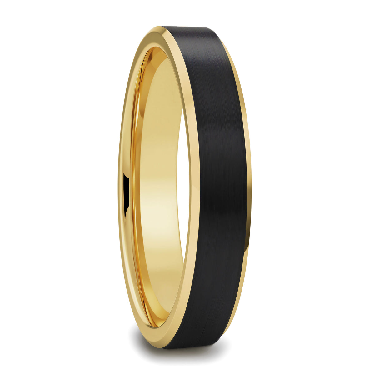Gold Tungsten Men's Wedding Band with Black Center