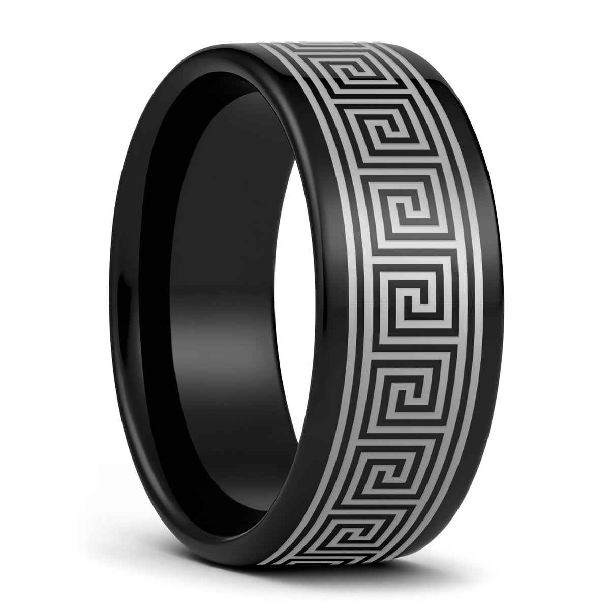 Greek Key Tungsten Men's Wedding Band