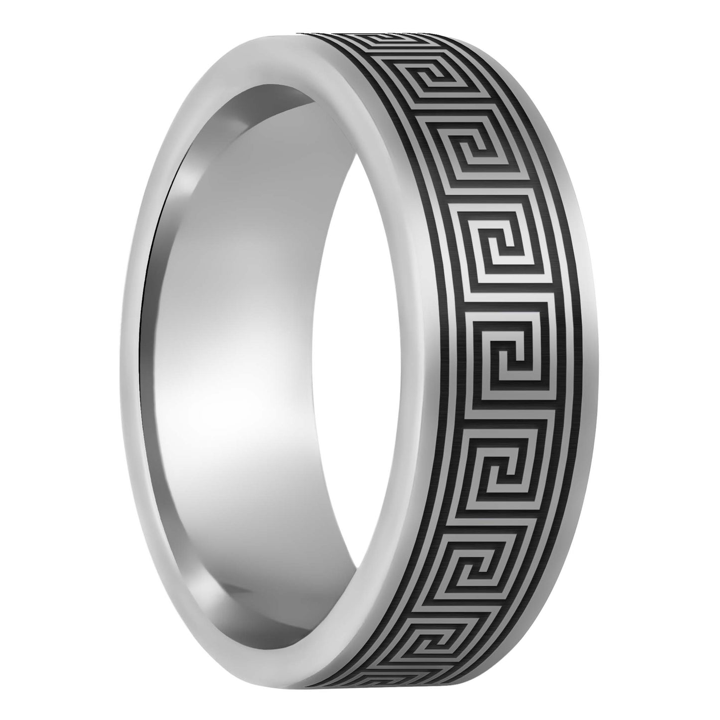 Alliance pour hommes en tungstène à clé grecque