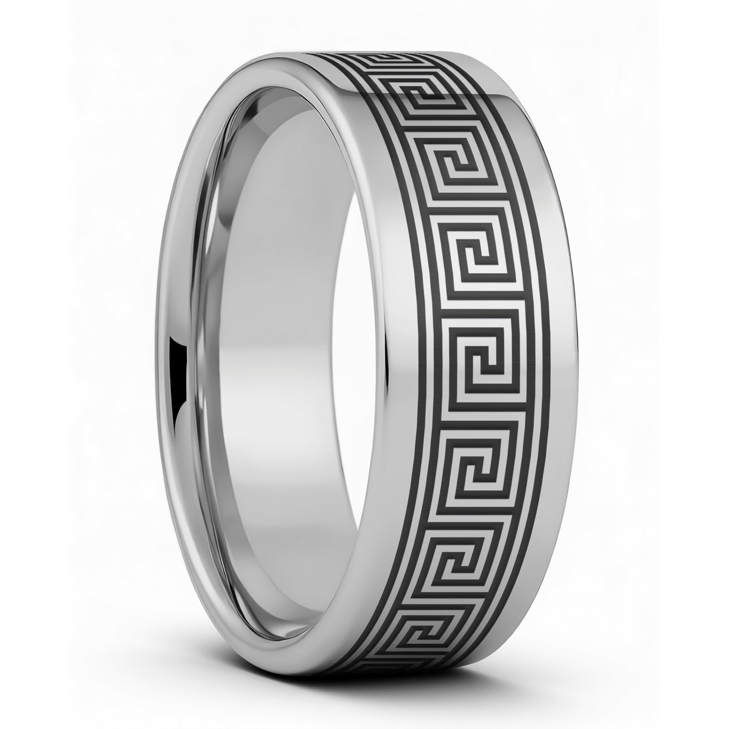 Greek Key Tungsten Women's Wedding Band