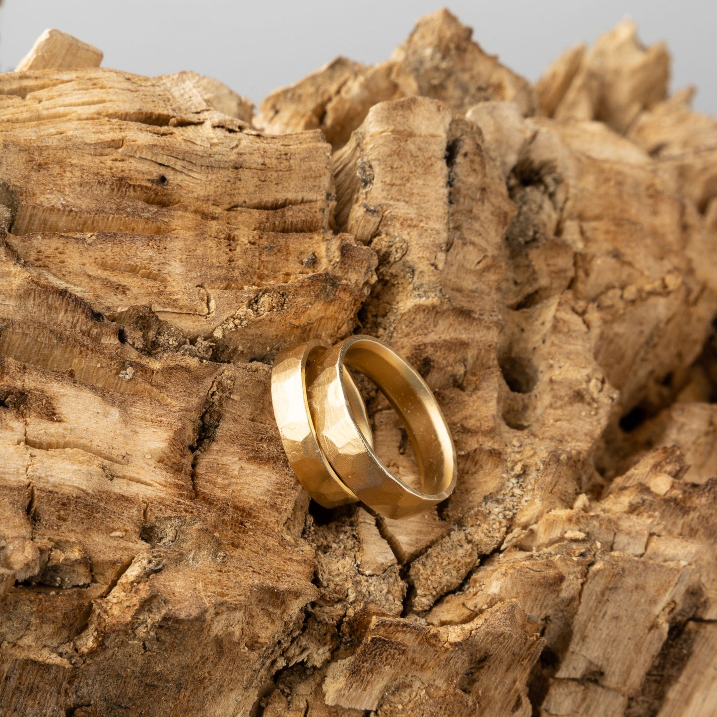 Hammered 14k Gold Wedding Band