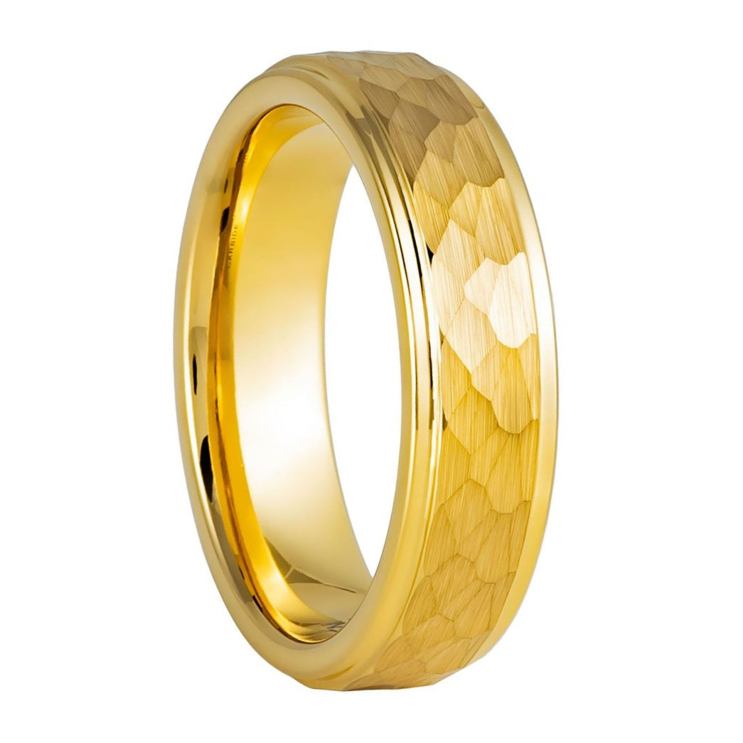 Alianza de boda para hombre de tungsteno y oro martillado
