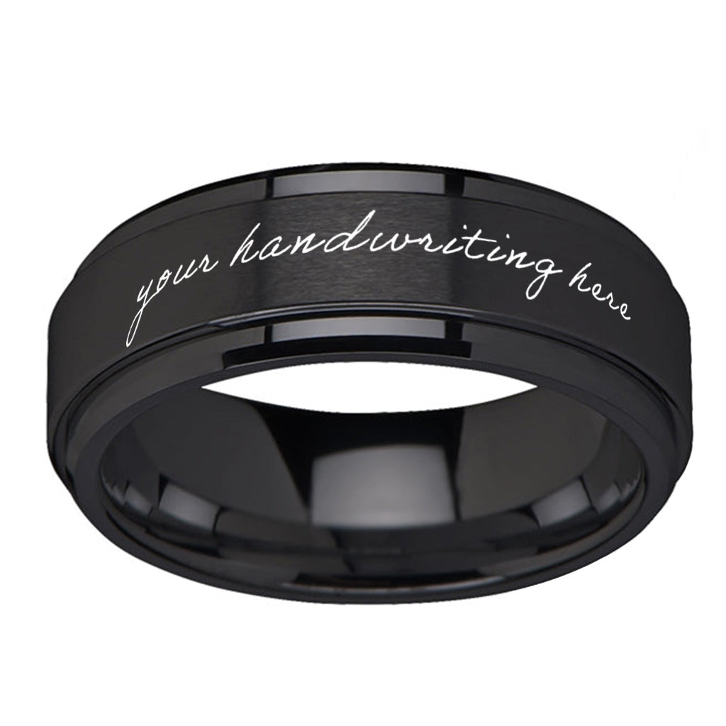Black ring with 'your handwriting here' text on a white background