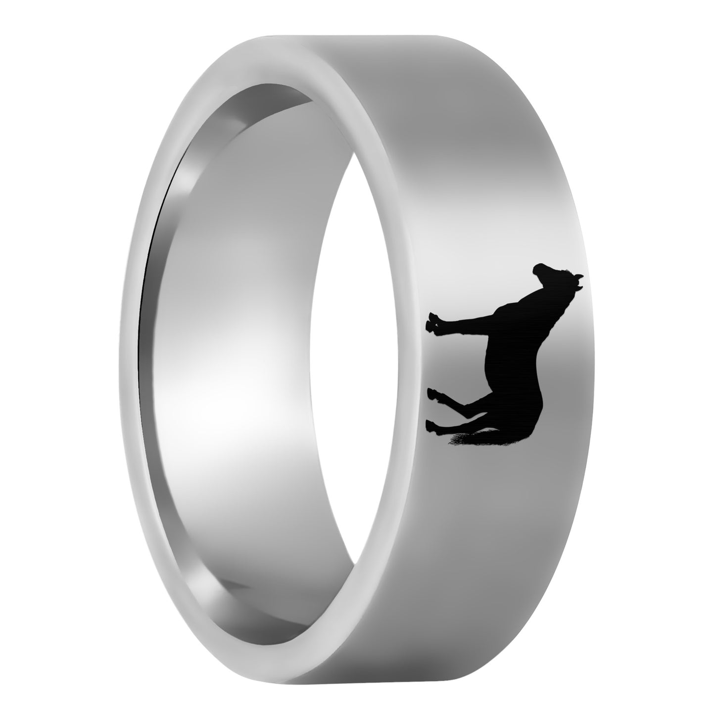 One Horse Tungsten Men's Wedding Band displayed on a plain white background